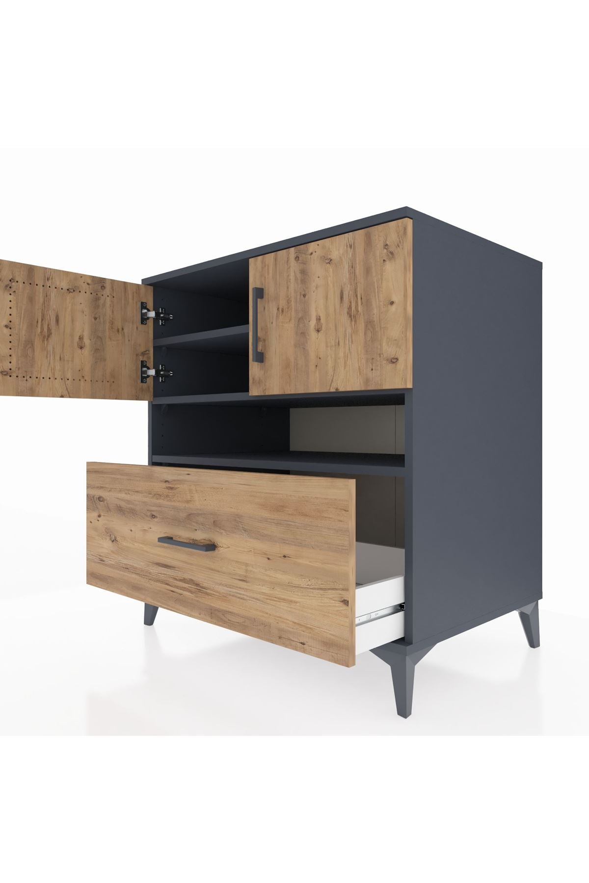 Kronos Şifonyer 3 Raflı Tek Çekmeceli 2 Kapaklı 88x59x96 - S70M054V6C