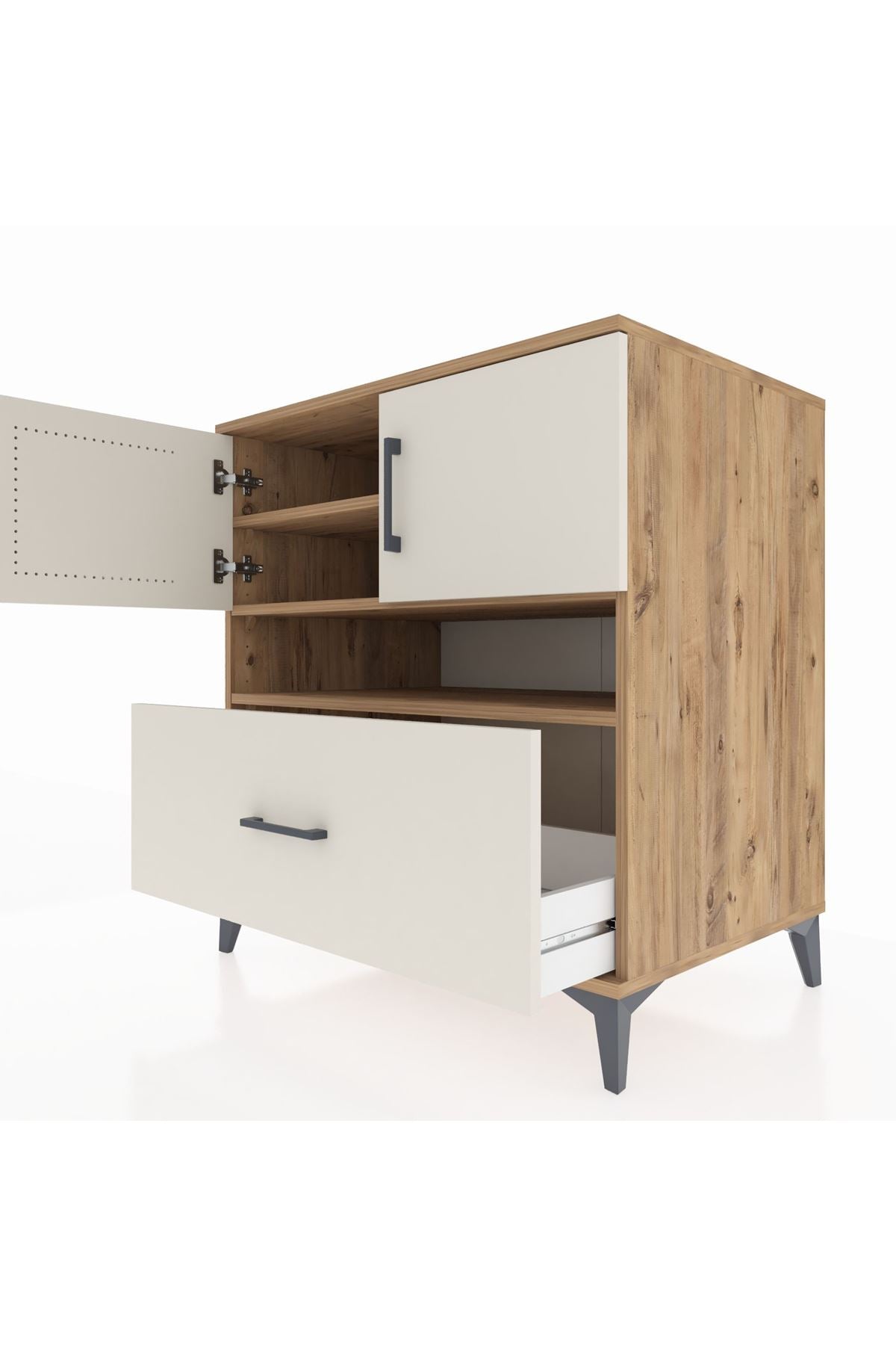 Kronos Şifonyer 3 Raflı Tek Çekmeceli 2 Kapaklı 88x59x96 - S70M054V7C