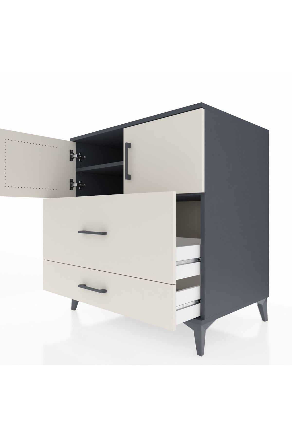 Kronos Şifonyer 2 Raflı 2 Çekmeceli 2 Kapaklı 88x59x96 - S70M055V4C