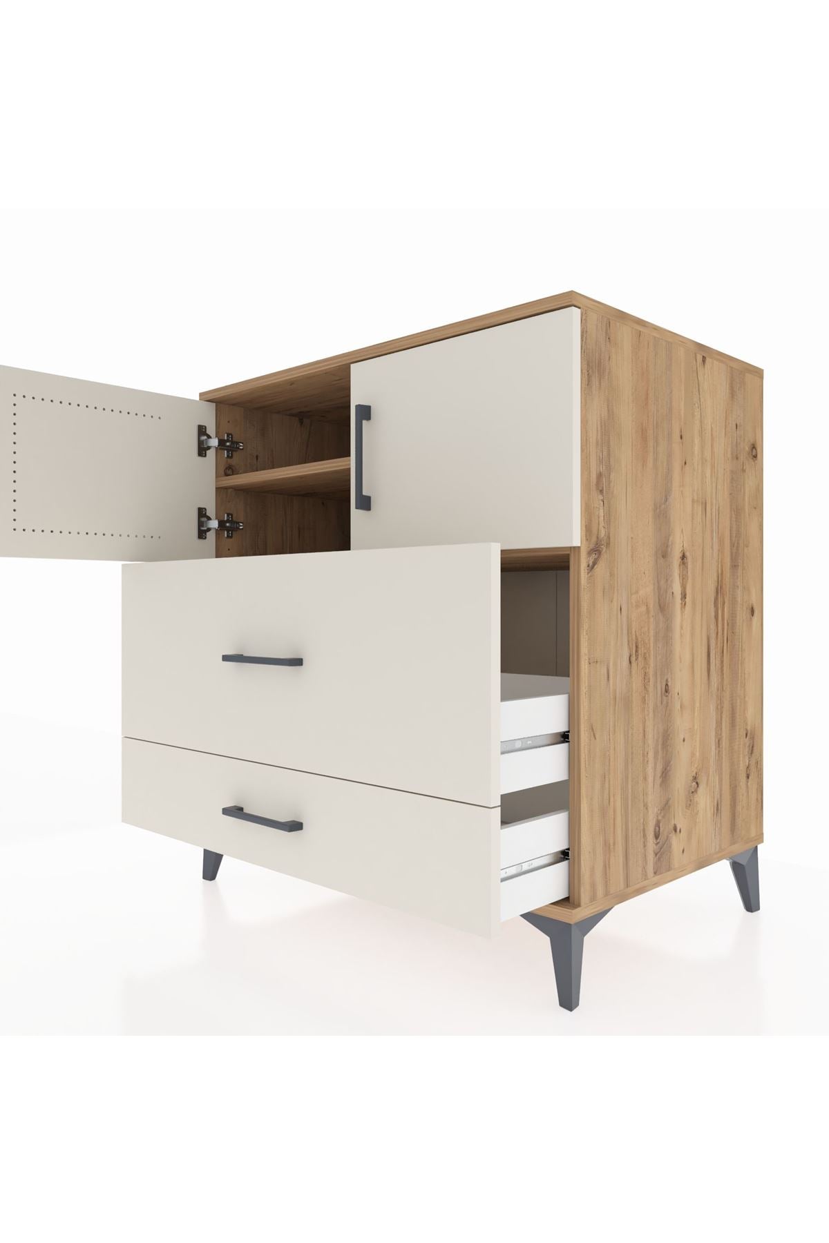 Kronos Şifonyer 2 Raflı 2 Çekmeceli 2 Kapaklı 88x59x96 - S70M055V7C