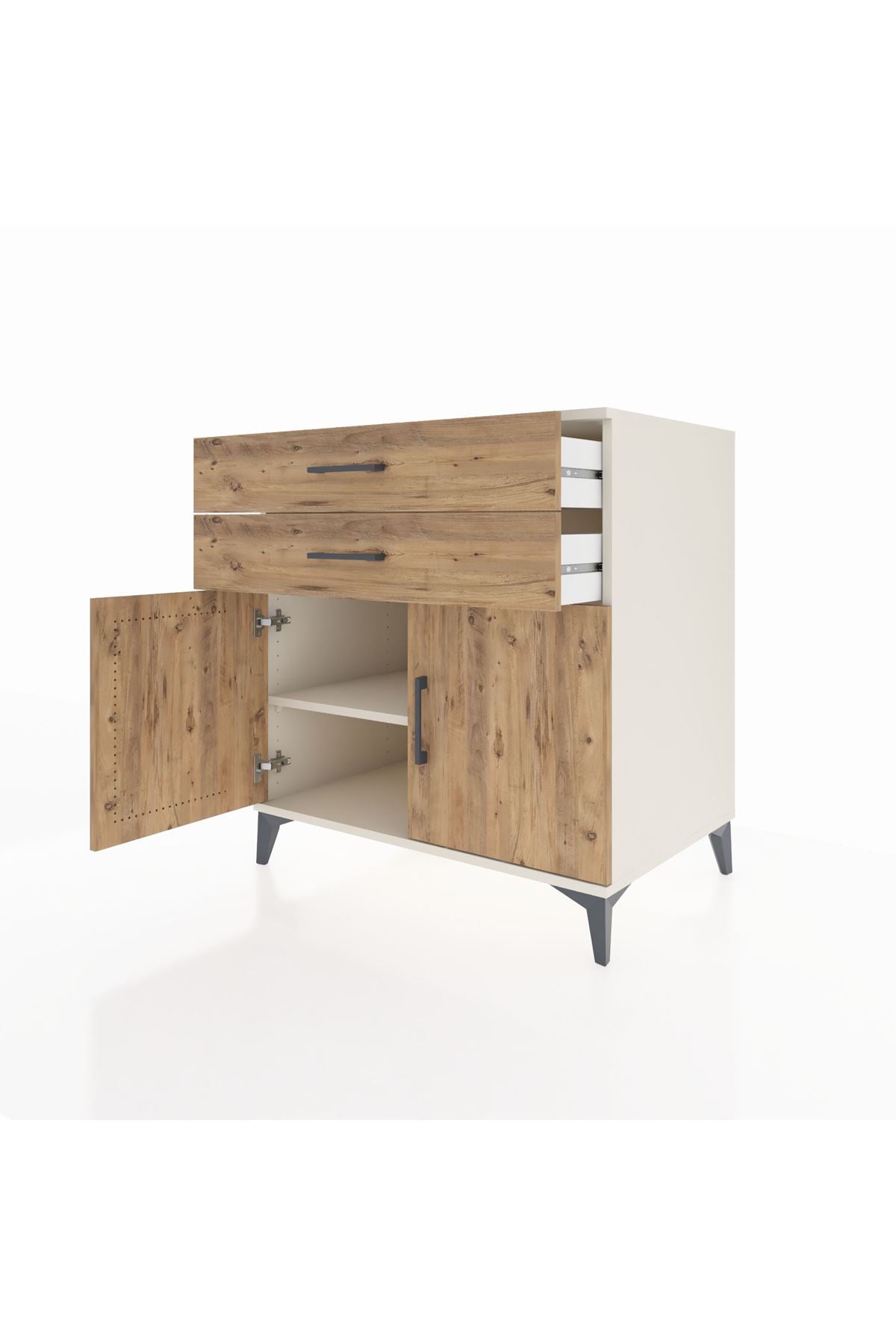 Kronos Şifonyer Tek Raflı 2 Çekmeceli 2 Kapaklı 88x59x96 - S70M057V3C