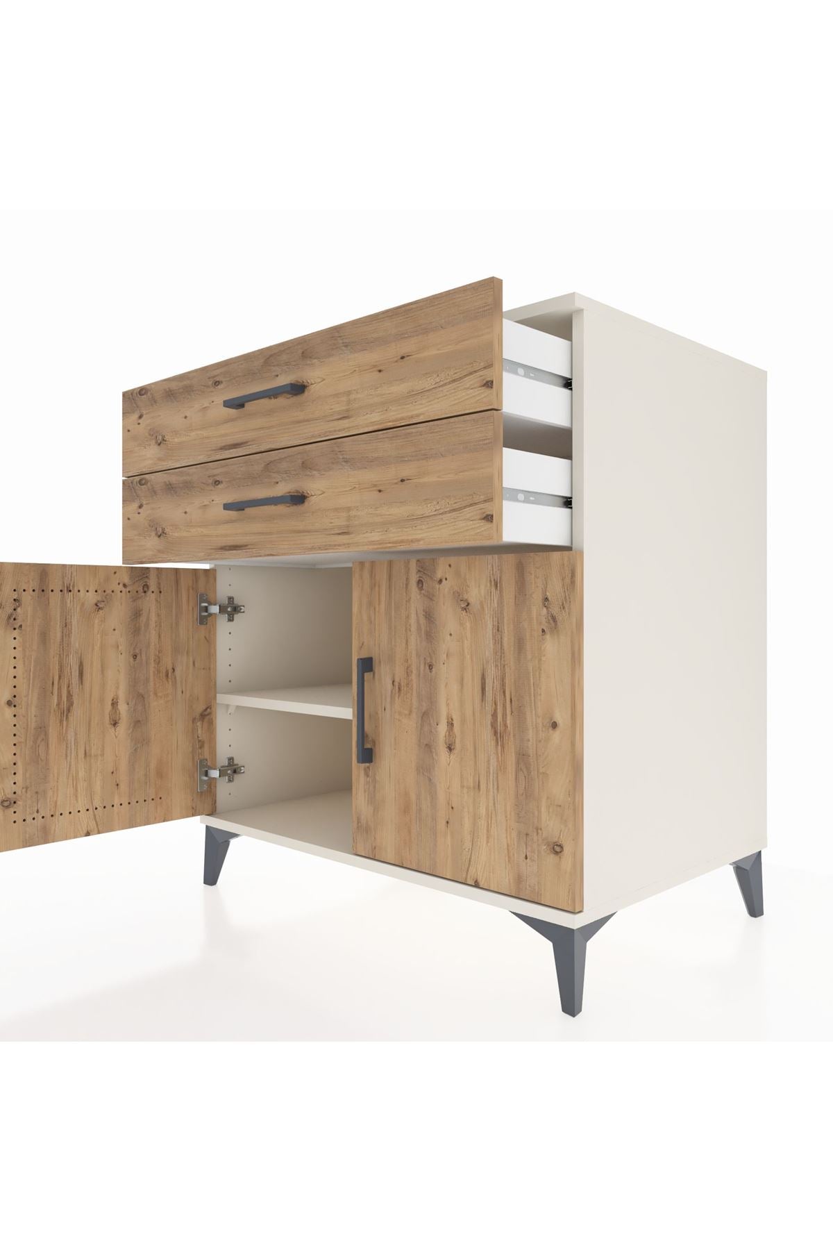Kronos Şifonyer Tek Raflı 2 Çekmeceli 2 Kapaklı 88x59x96 - S70M057V3C