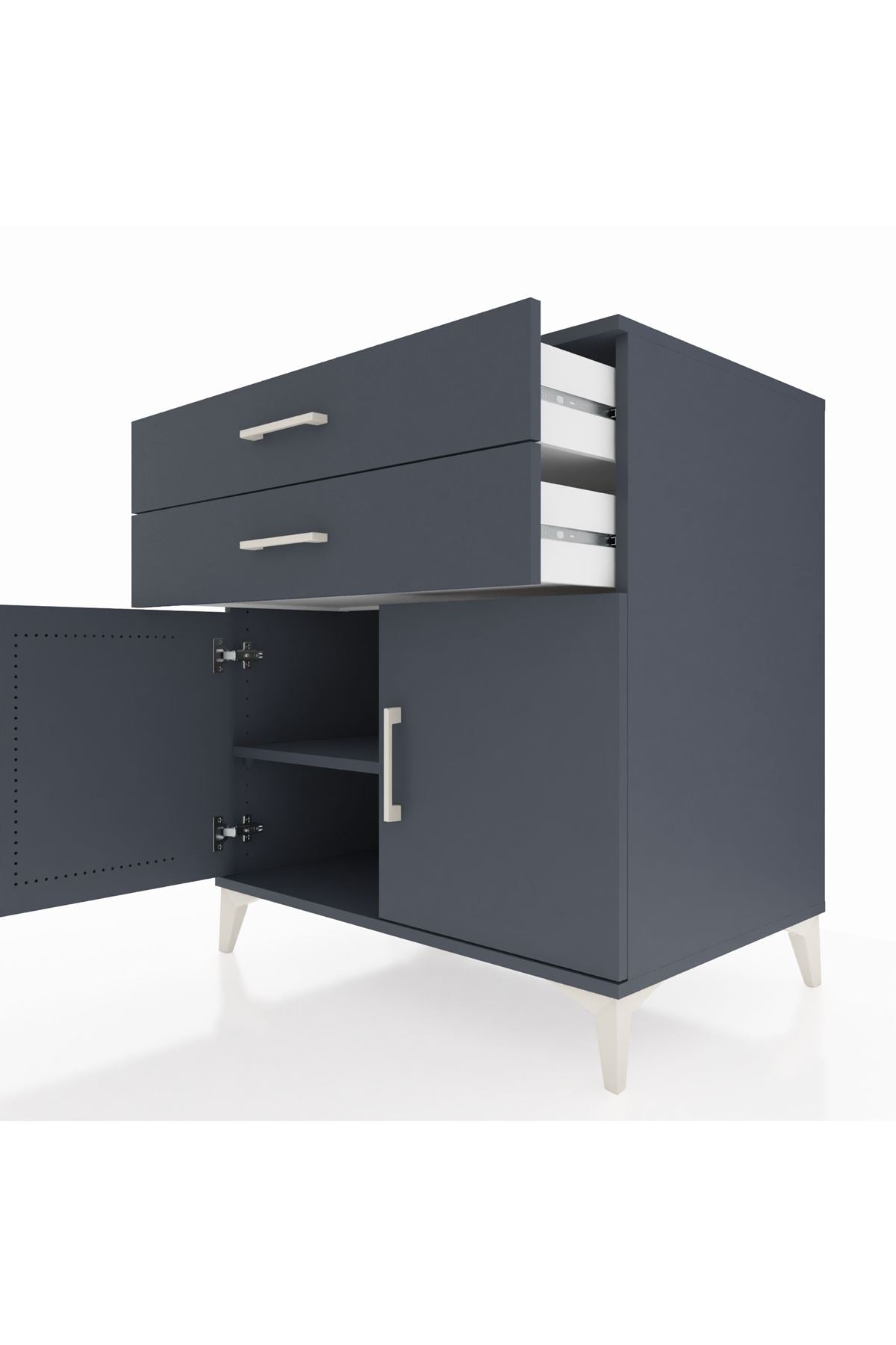 Kronos Şifonyer Tek Raflı 2 Çekmeceli 2 Kapaklı 88x59x96 - S70M057V5C