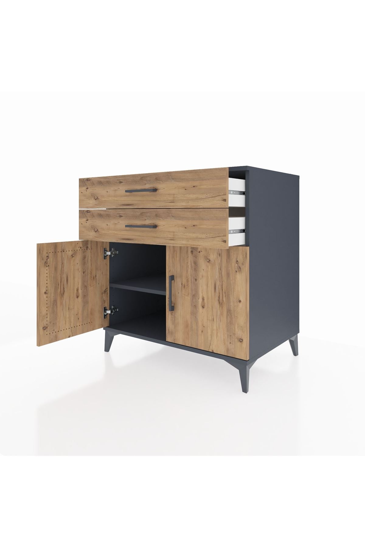 Kronos Şifonyer Tek Raflı 2 Çekmeceli 2 Kapaklı 88x59x96 - S70M057V6C