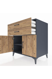 Kronos Şifonyer Tek Raflı 2 Çekmeceli 2 Kapaklı 88x59x96 - S70M057V6C