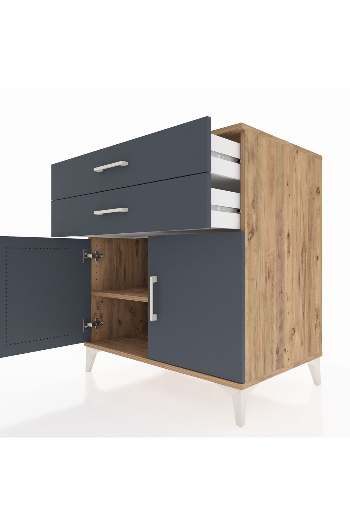 Kronos Şifonyer Tek Raflı 2 Çekmeceli 2 Kapaklı 88x59x96 - S70M057V8C