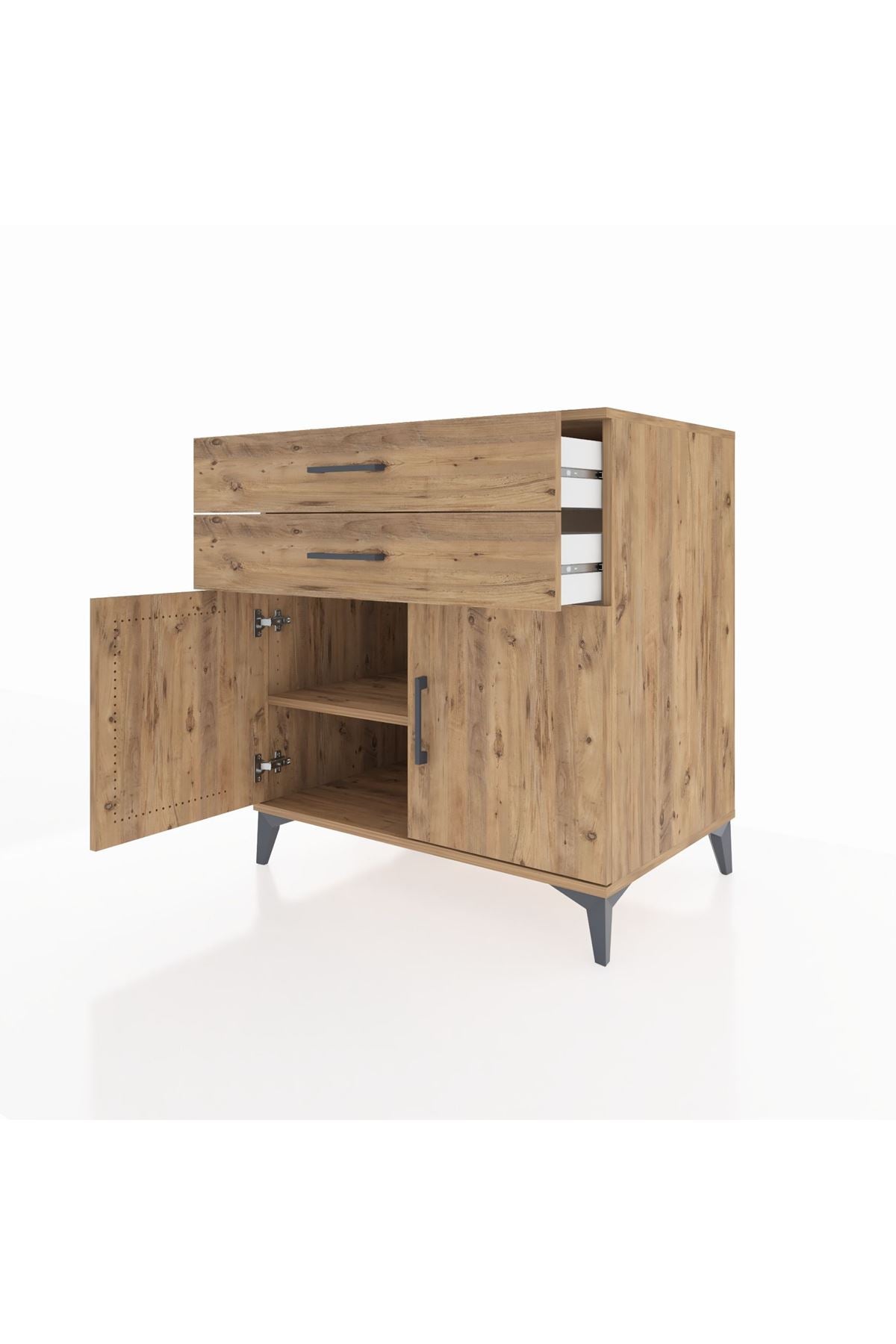Kronos Şifonyer Tek Raflı 2 Çekmeceli 2 Kapaklı 88x59x96 - S70M057V9C
