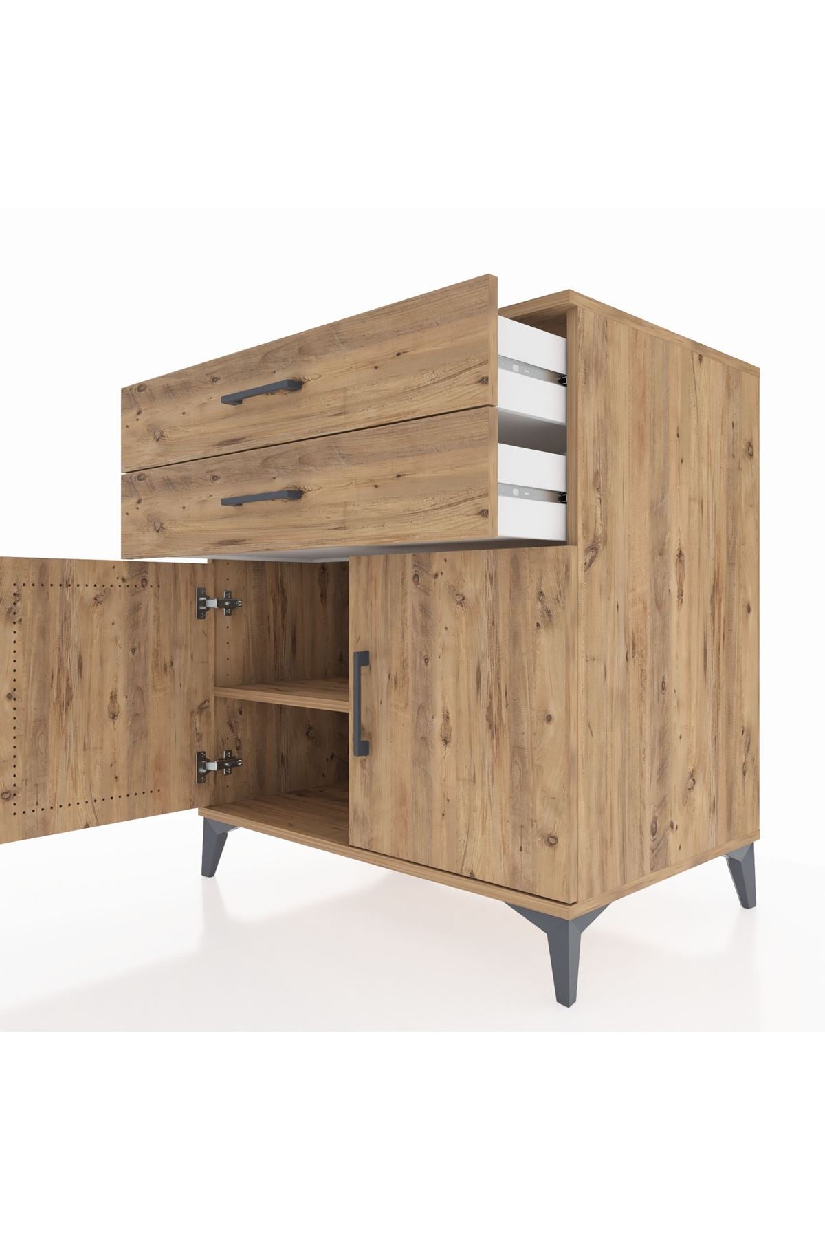 Kronos Şifonyer Tek Raflı 2 Çekmeceli 2 Kapaklı 88x59x96 - S70M057V9C