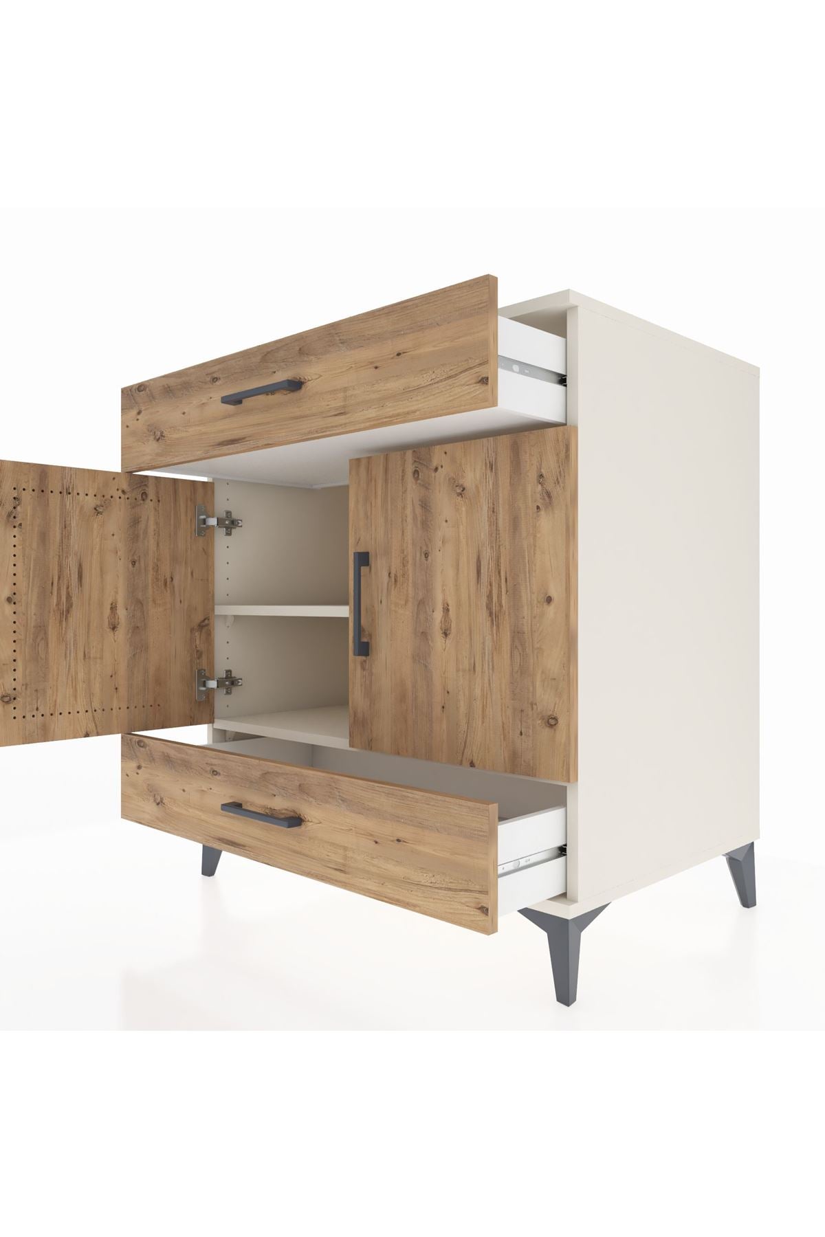 Kronos Şifonyer 2 Raflı 2 Çekmeceli 2 Kapaklı 88x59x96 - S70M058V3C