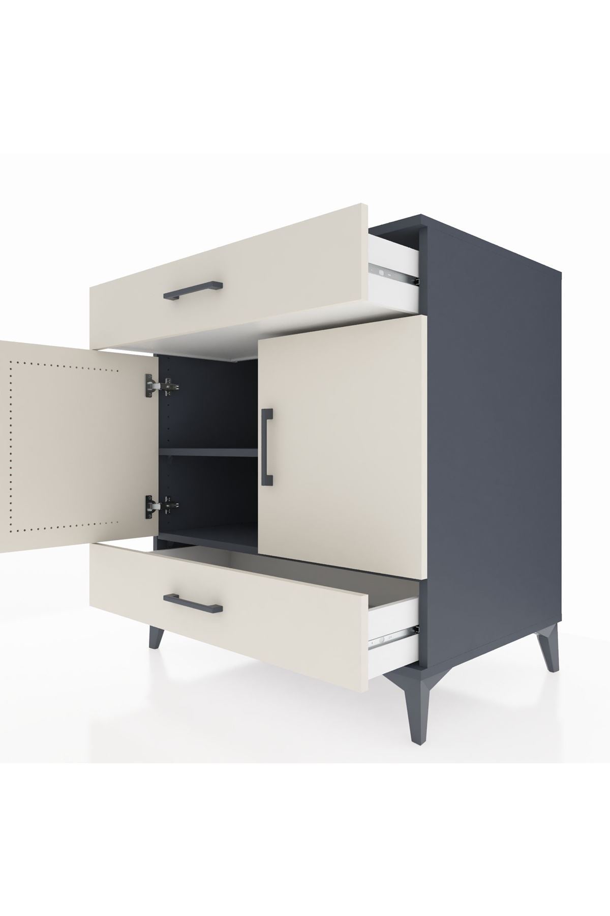 Kronos Şifonyer 2 Raflı 2 Çekmeceli 2 Kapaklı 88x59x96 - S70M058V4C