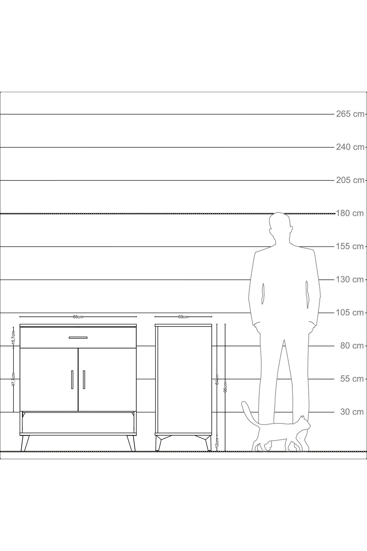 Kronos Şifonyer 2 Raflı Tek Çekmeceli 2 Kapaklı 88x59x96 - S70M059V5C