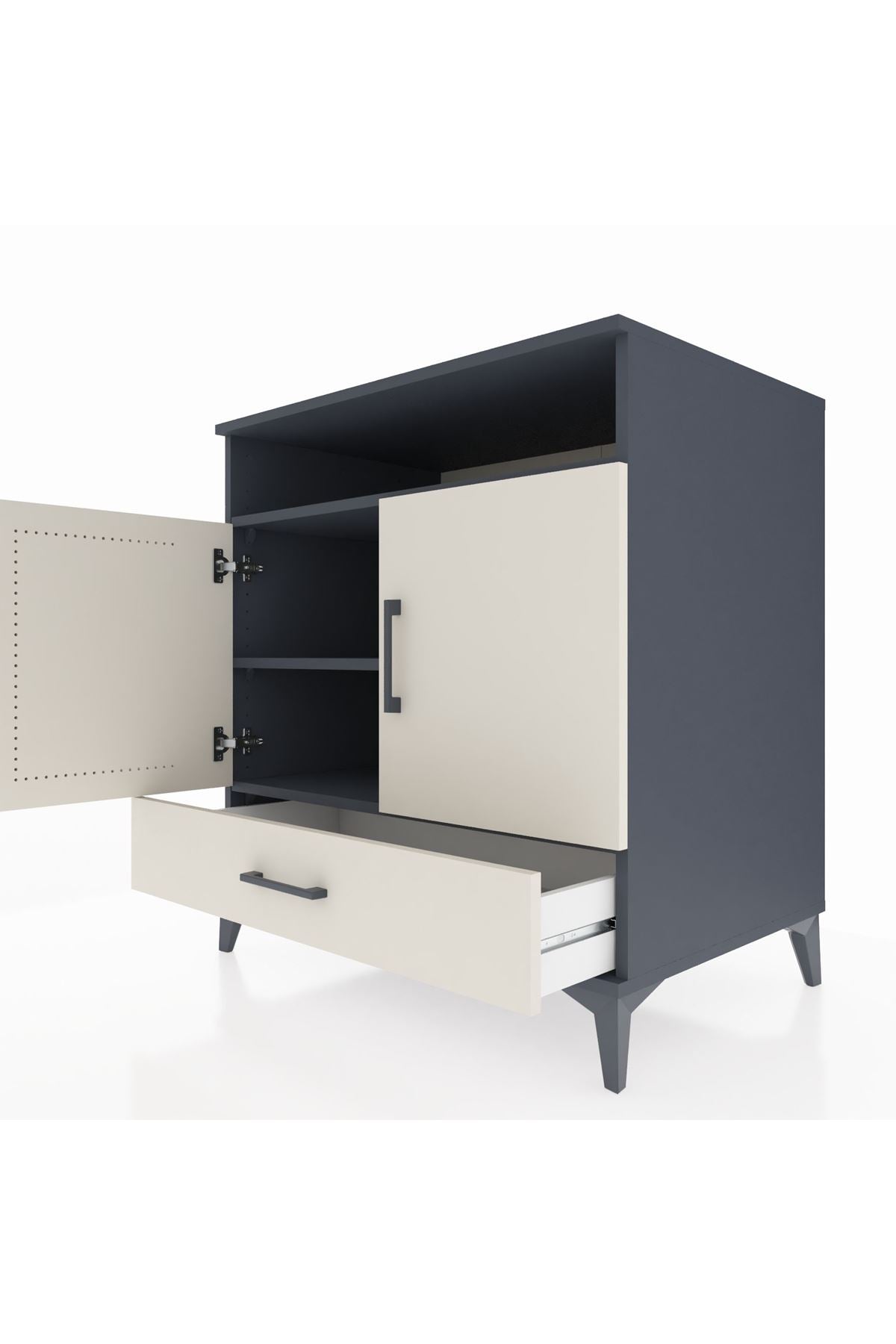 Kronos Şifonyer 3 Raflı Tek Çekmeceli 2 Kapaklı 88x59x96 - S70M060V4C