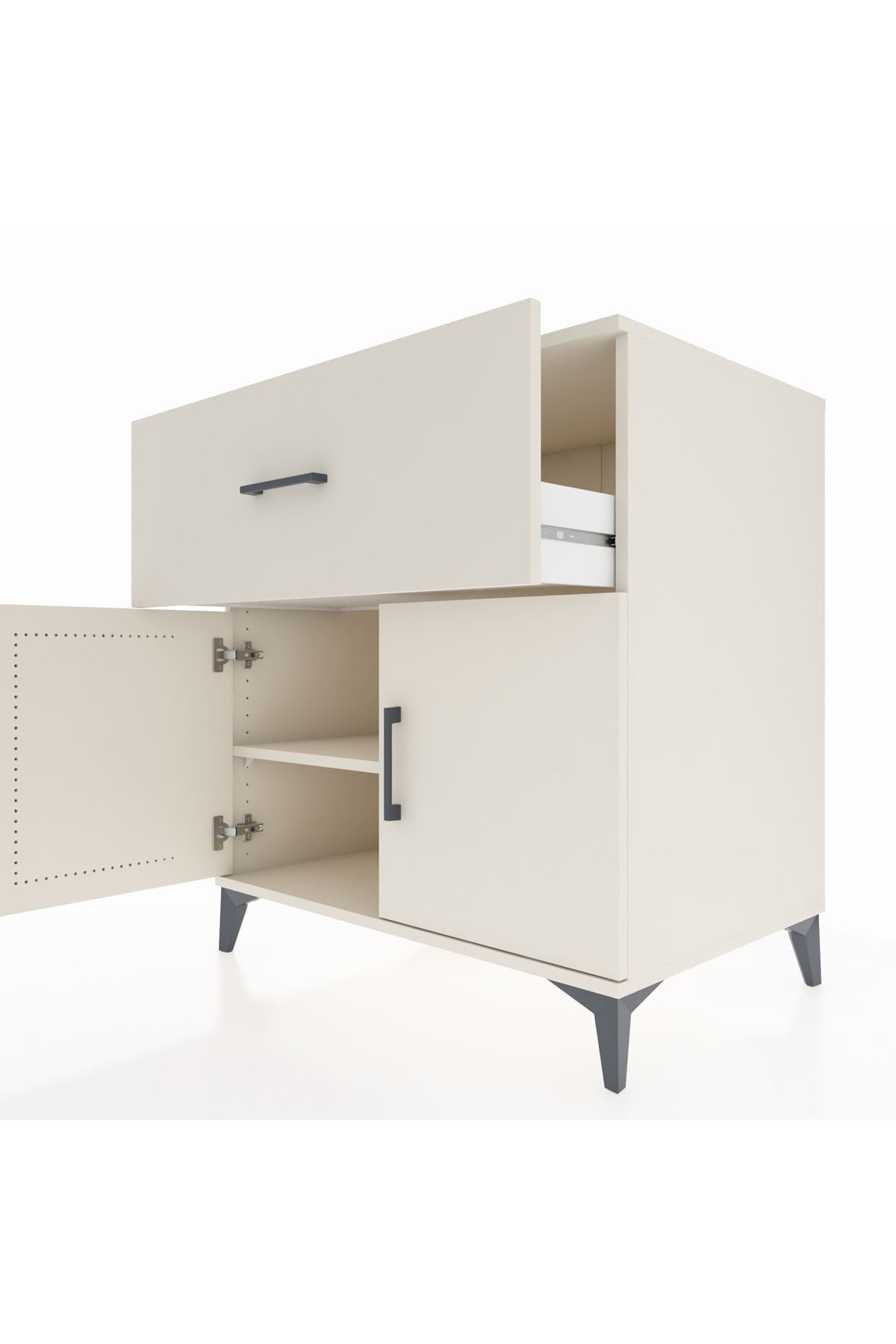 Kronos Şifonyer Tek Raflı Tek Çekmeceli 2 Kapaklı 88x59x96 - S70M062V1C