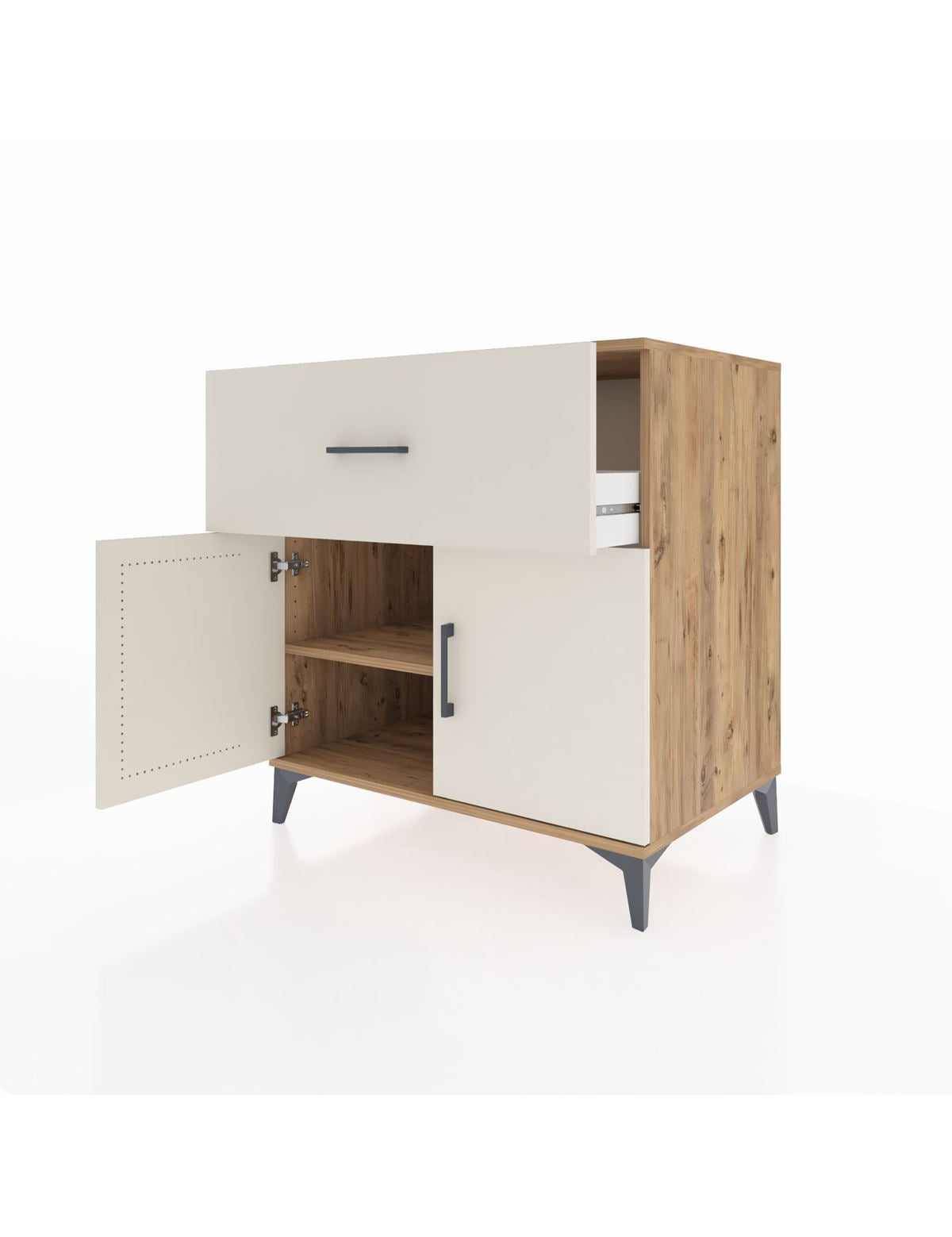 Kronos Şifonyer Tek Raflı Tek Çekmeceli 2 Kapaklı 88x59x96 - S70M062V7C