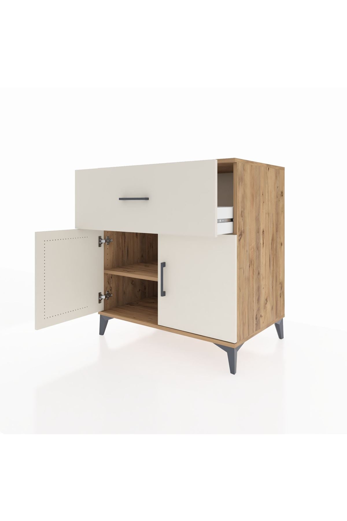 Kronos Şifonyer Tek Raflı Tek Çekmeceli 2 Kapaklı 88x59x96 - S70M062V7C