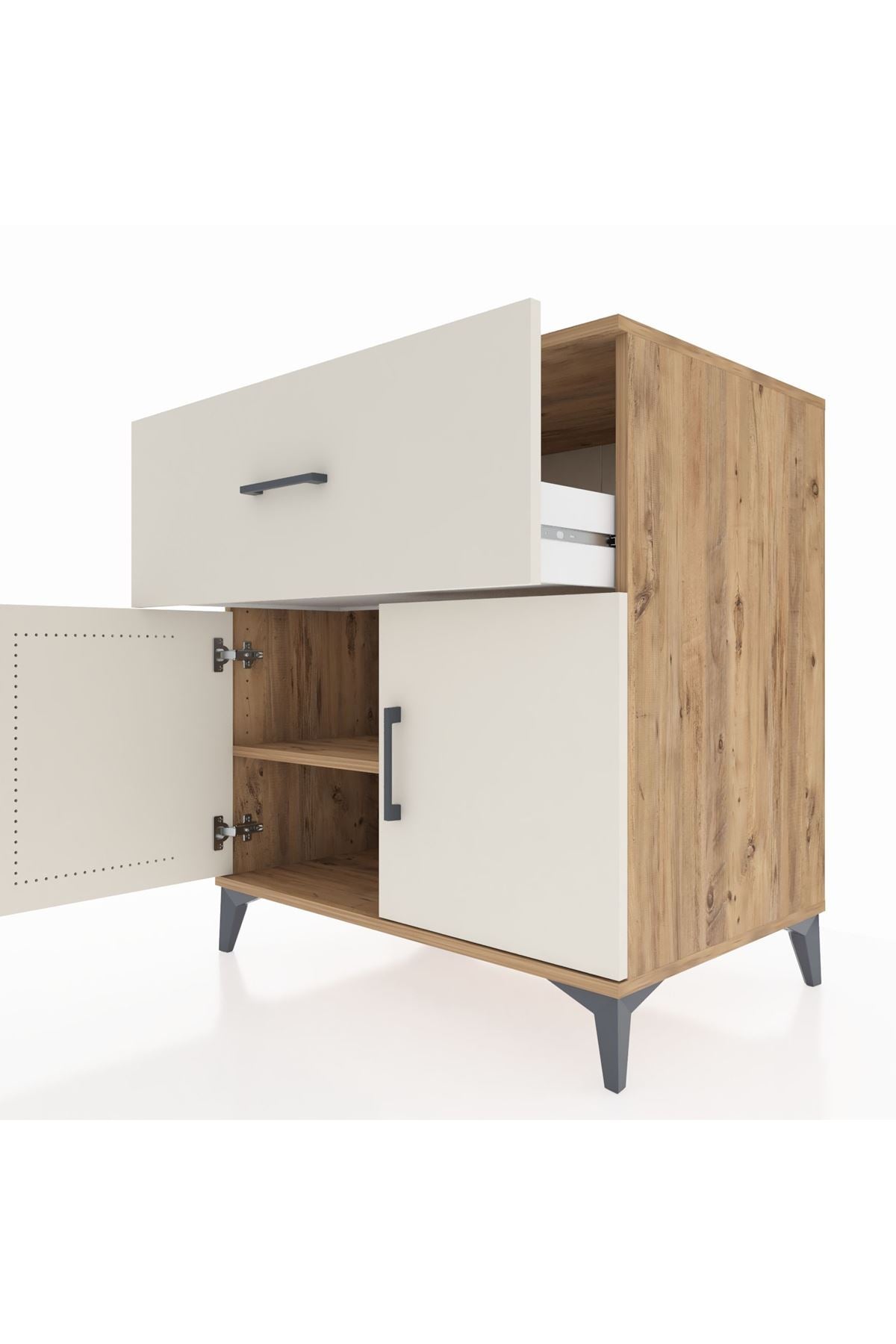 Kronos Şifonyer Tek Raflı Tek Çekmeceli 2 Kapaklı 88x59x96 - S70M062V7C