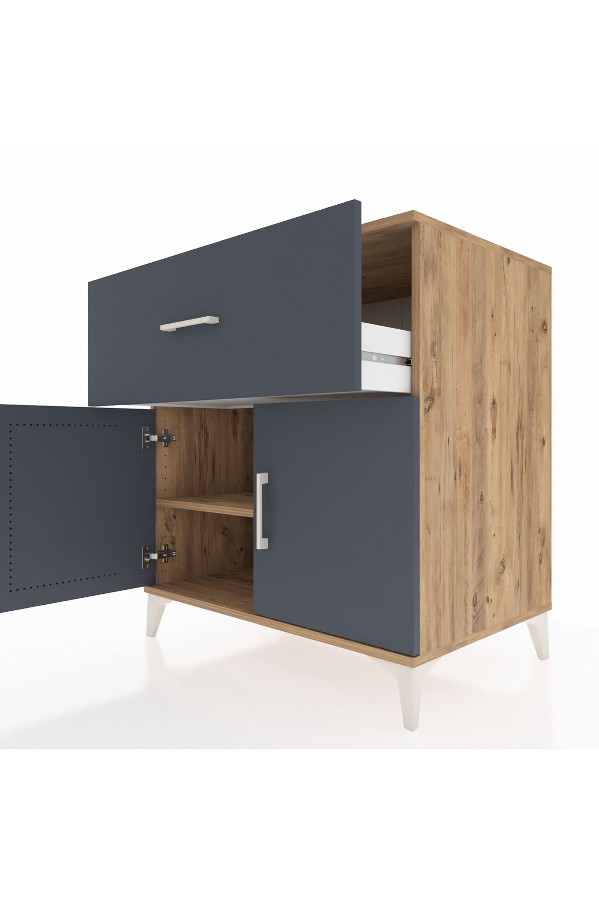 Kronos Şifonyer Tek Raflı Tek Çekmeceli 2 Kapaklı 88x59x96 - S70M062V8C