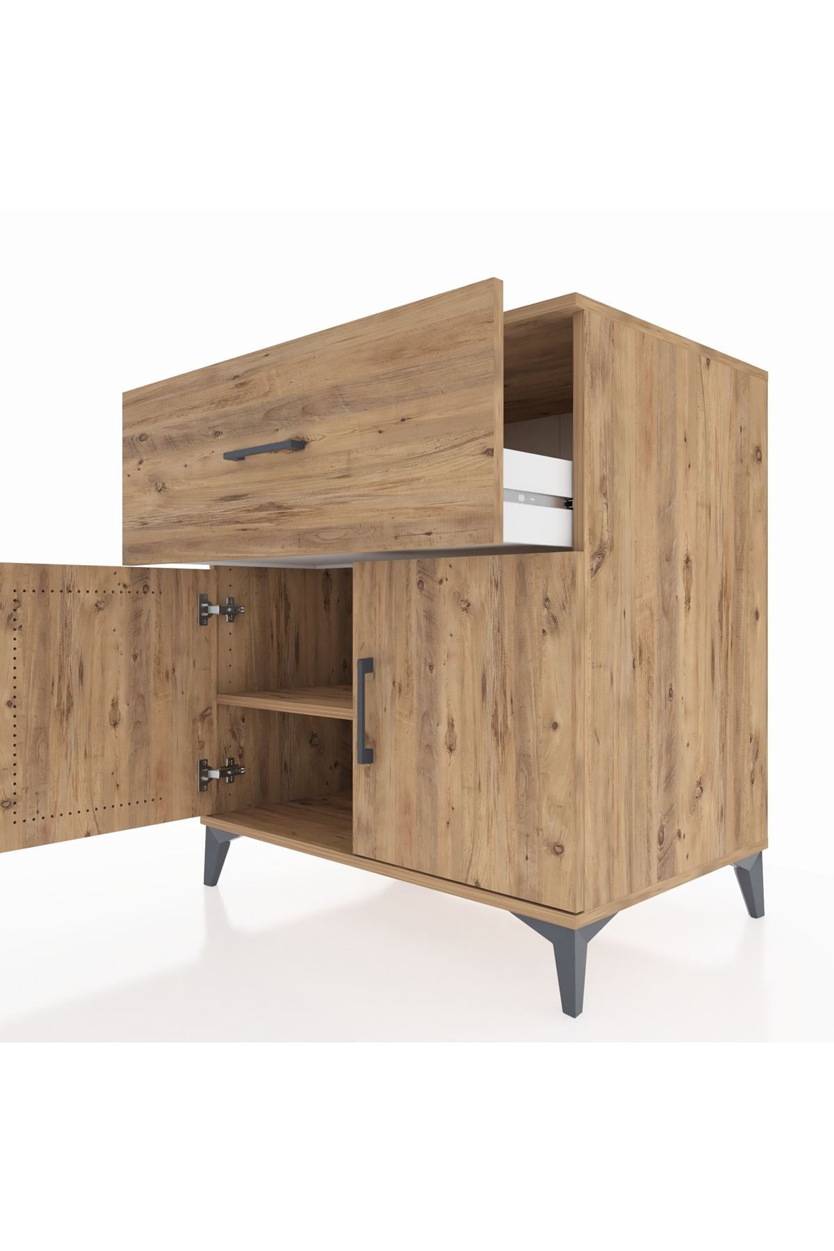 Kronos Şifonyer Tek Raflı Tek Çekmeceli 2 Kapaklı 88x59x96 - S70M062V9C