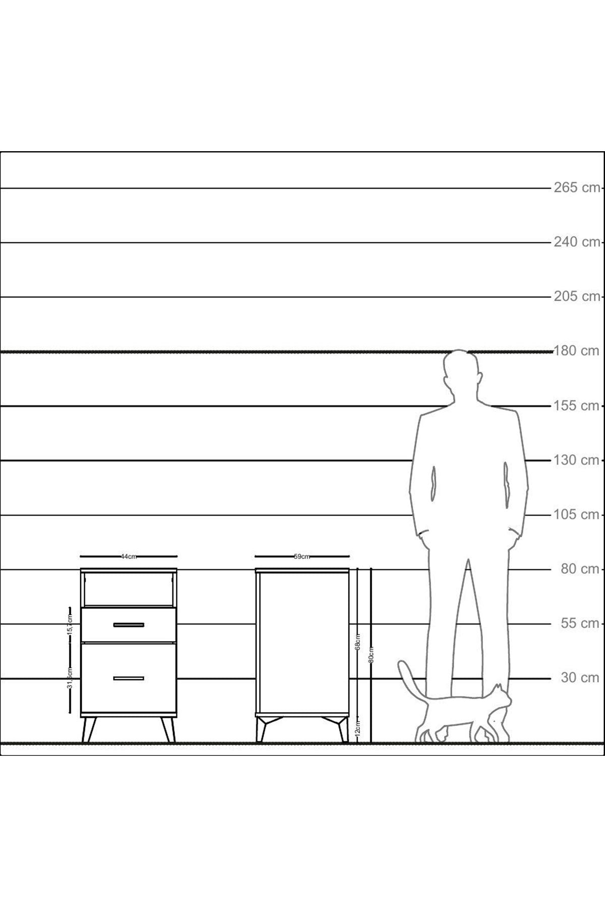 Kronos Komodin Tek Raflı 2 Çekmeceli 44x59x80 - S74M006V6C