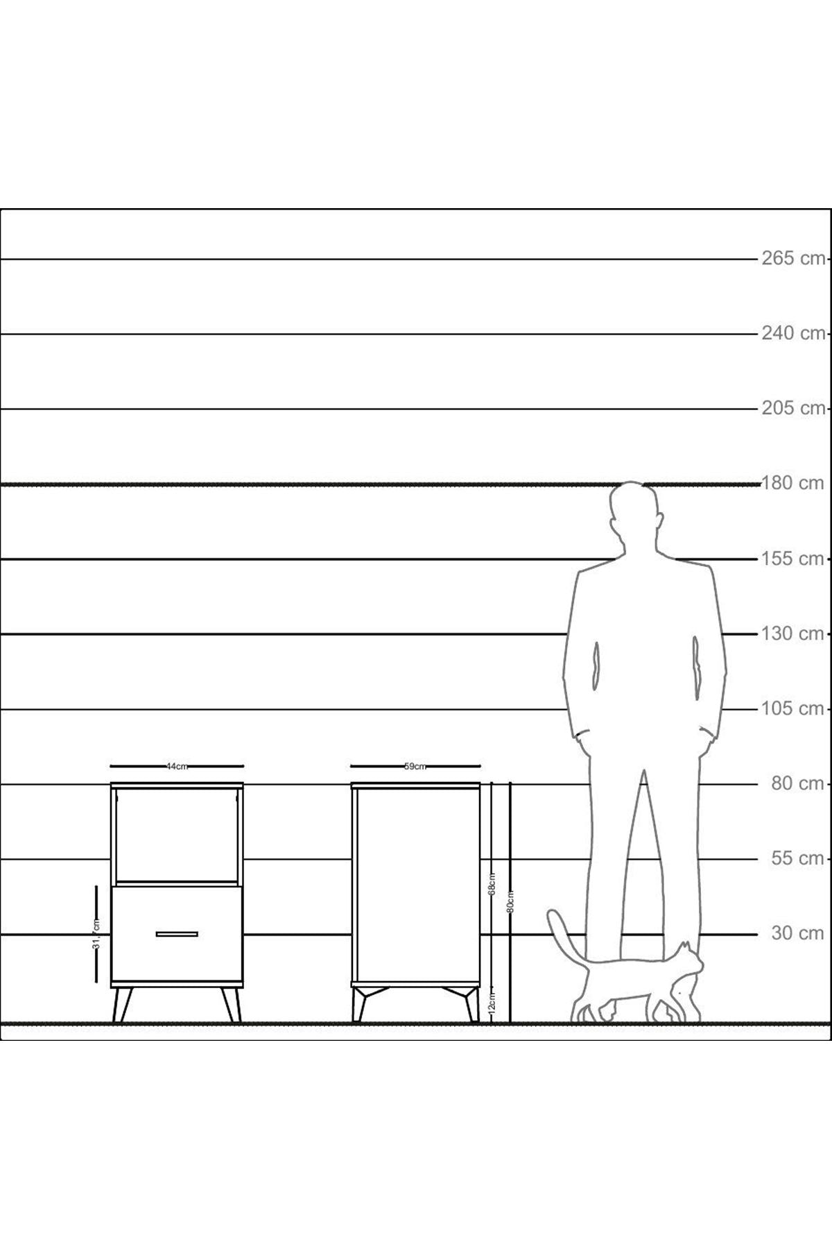 Kronos Komodin Tek Raflı Tek Çekmeceli 44x59x80 - S74M011V9C