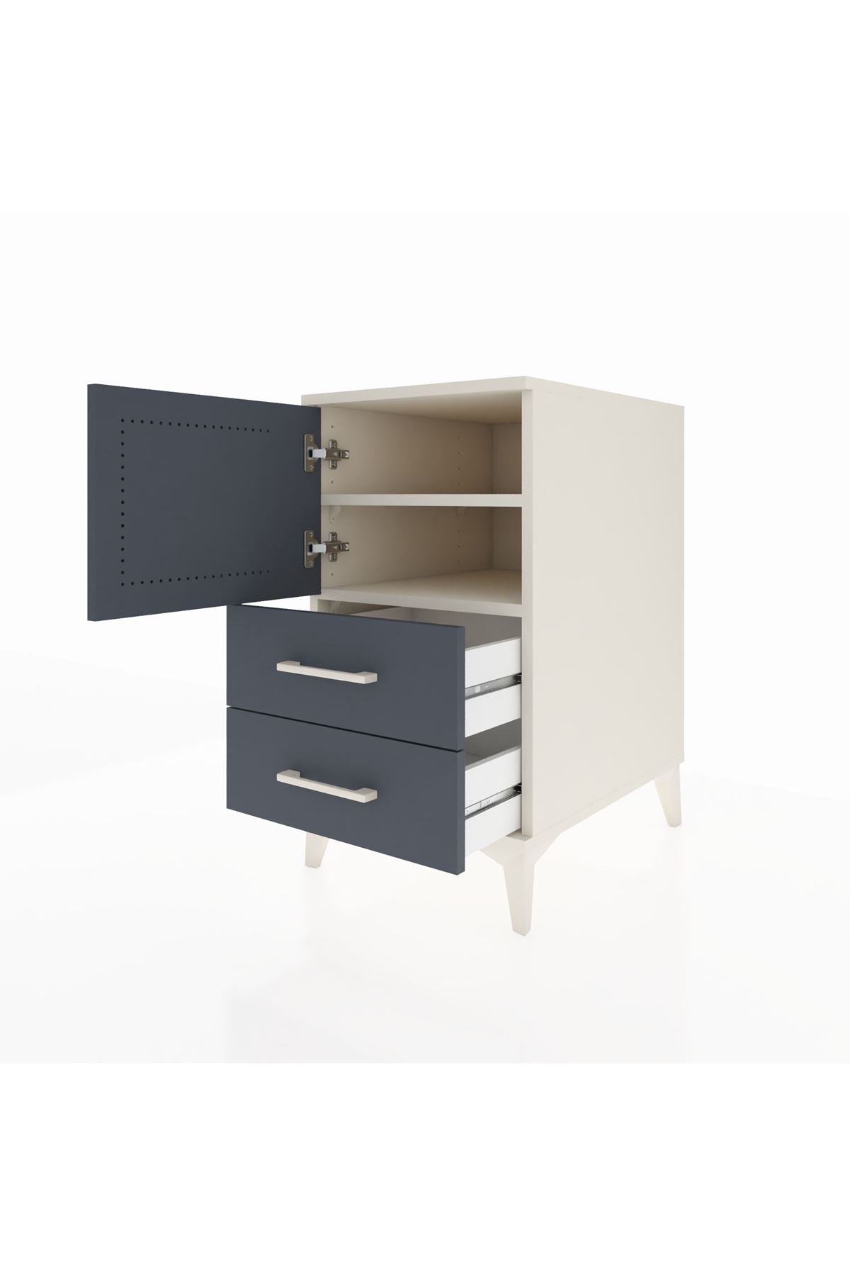 Kronos Komodin 2 Raflı 2 Çekmeceli Tek Kapaklı 44x59x80 - S74M015V2C