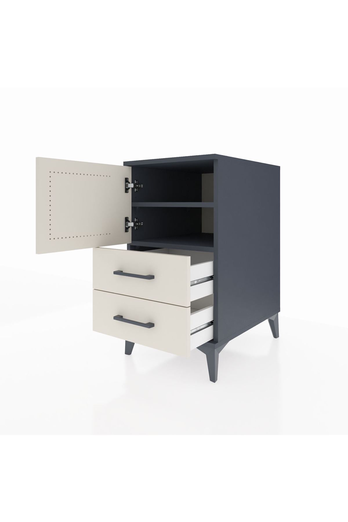 Kronos Komodin 2 Raflı 2 Çekmeceli Tek Kapaklı 44x59x80 - S74M015V4C