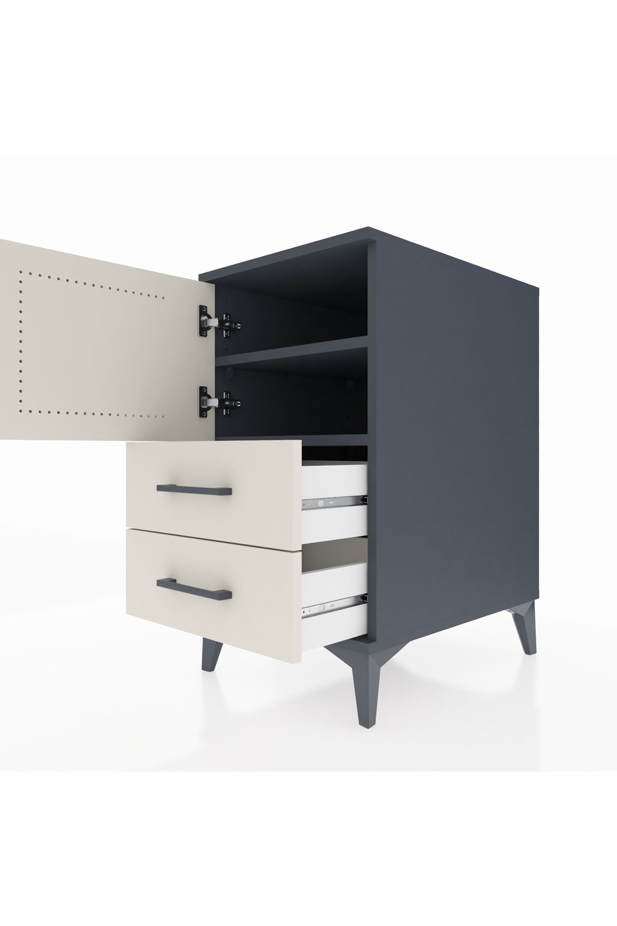 Kronos Komodin 2 Raflı 2 Çekmeceli Tek Kapaklı 44x59x80 - S74M015V4C