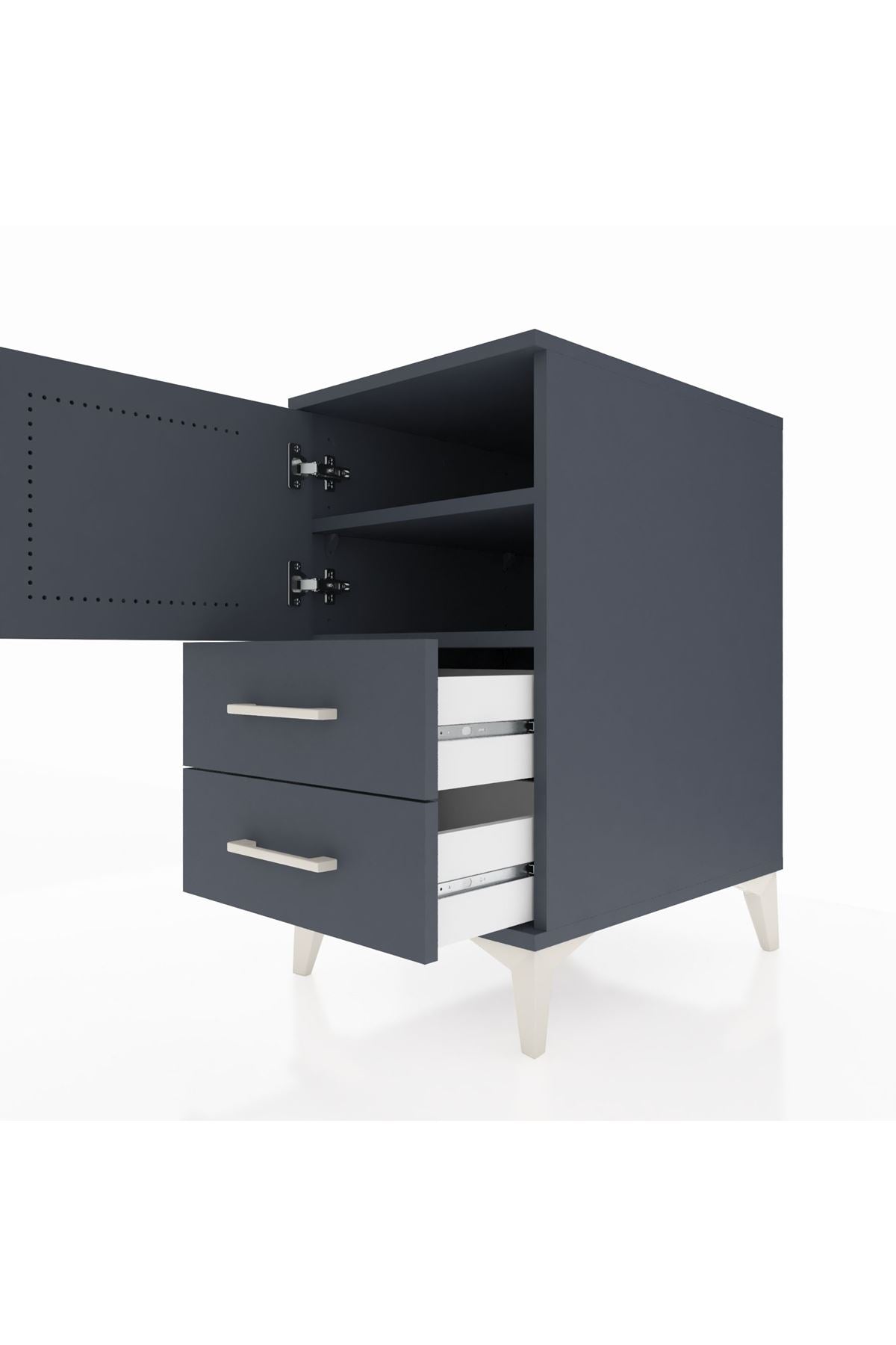 Kronos Komodin 2 Raflı 2 Çekmeceli Tek Kapaklı 44x59x80 - S74M015V5C