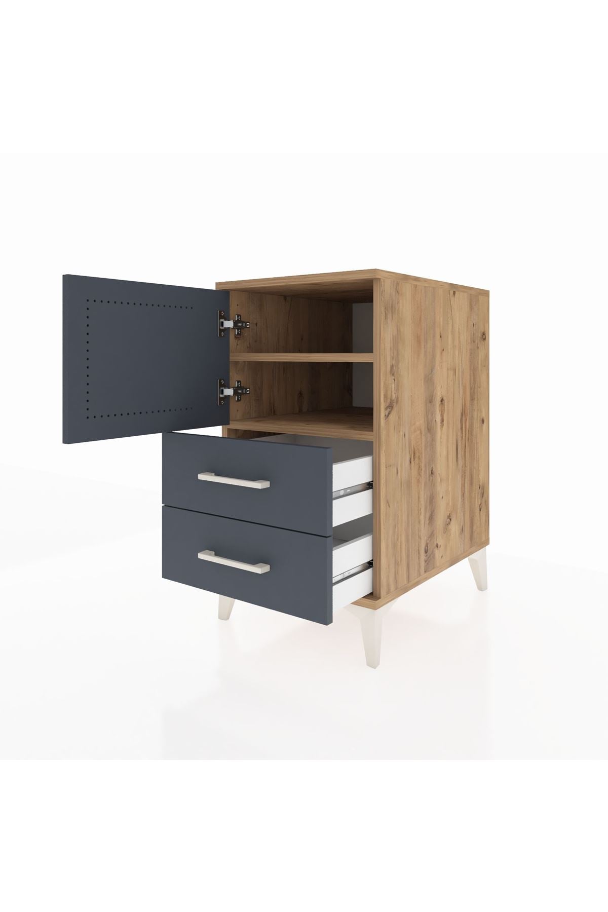 Kronos Komodin 2 Raflı 2 Çekmeceli Tek Kapaklı 44x59x80 - S74M015V8C