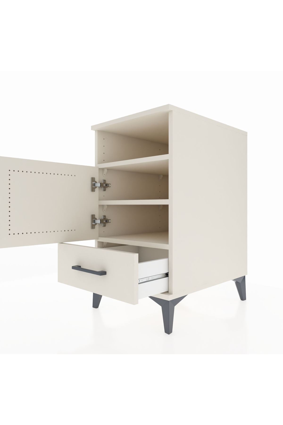 Kronos Komodin 3 Raflı Tek Çekmeceli Tek Kapaklı 44x59x80 - S74M017V1C