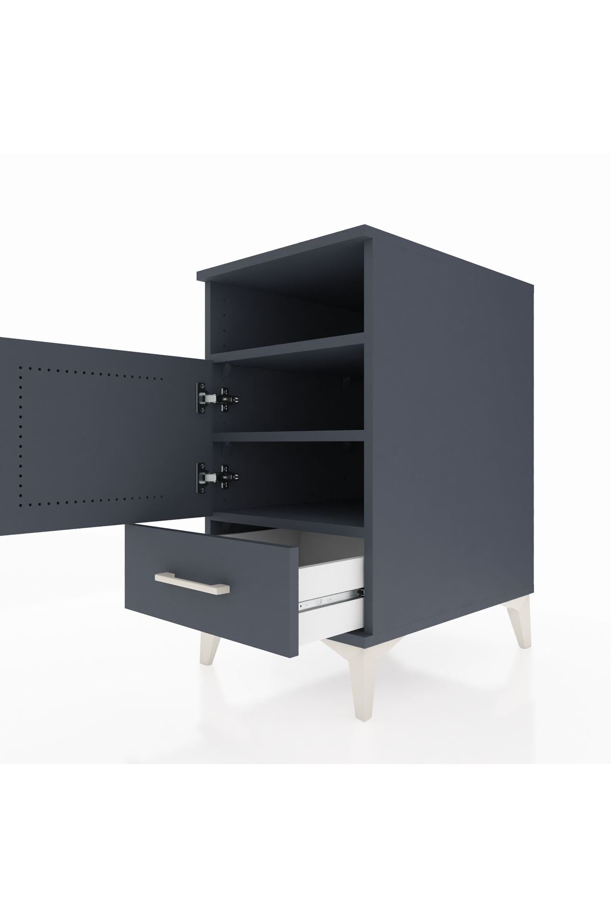 Kronos Komodin 3 Raflı Tek Çekmeceli Tek Kapaklı 44x59x80 - S74M017V5C