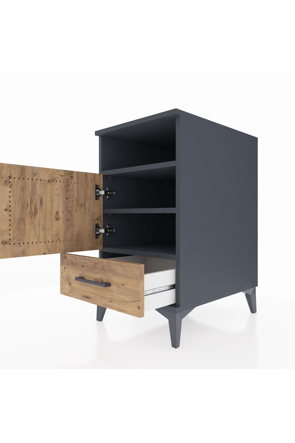 Kronos Komodin 3 Raflı Tek Çekmeceli Tek Kapaklı 44x59x80 - S74M017V6C