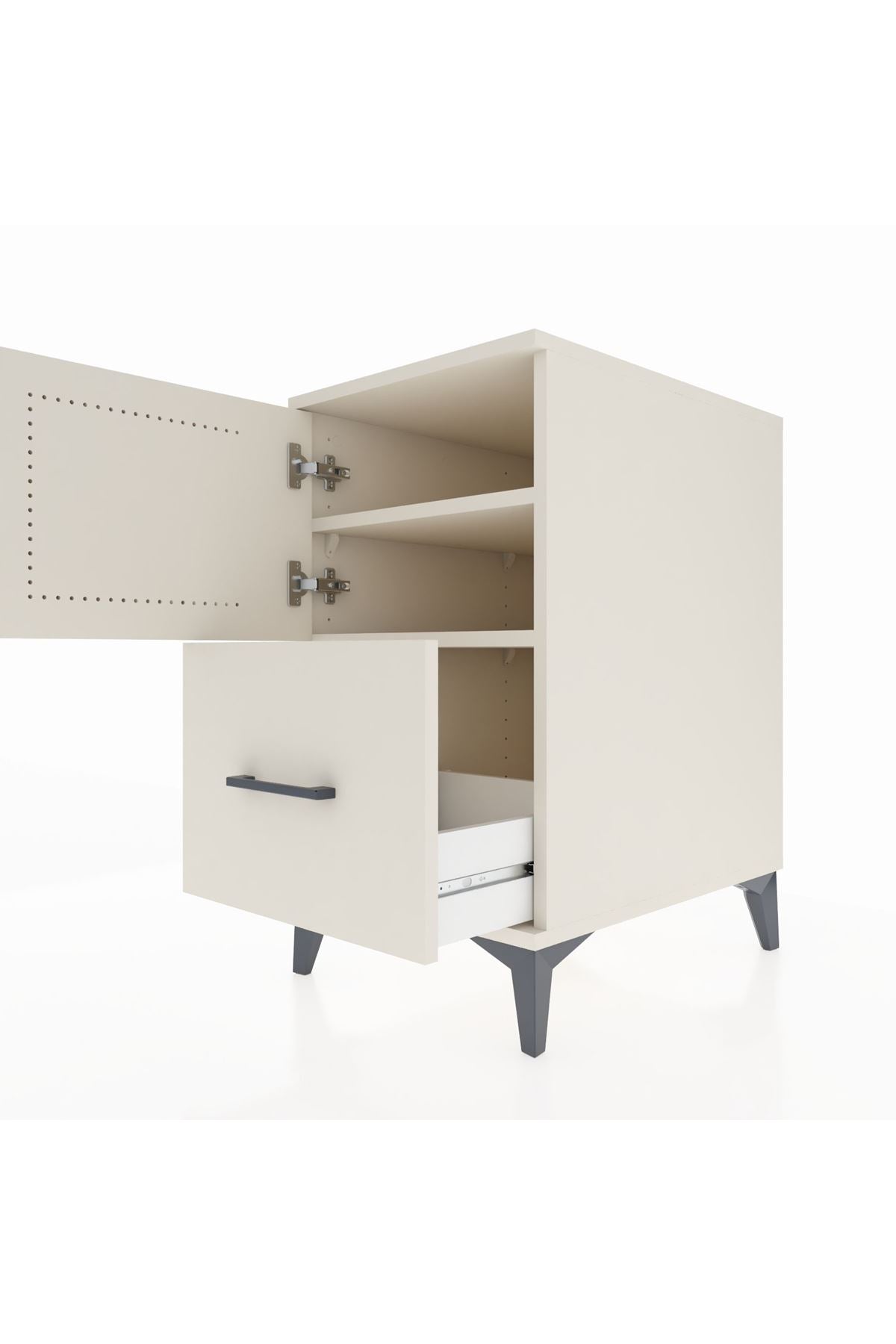 Kronos Komodin 2 Raflı Tek Çekmeceli Tek Kapaklı 44x59x80 - S74M019V1C
