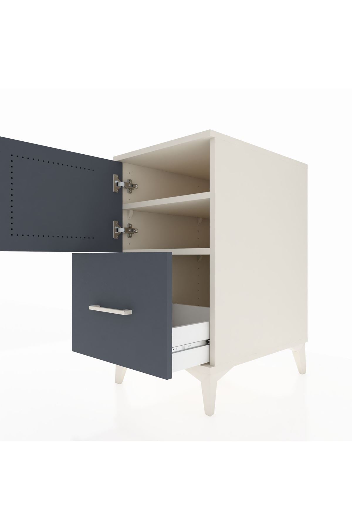 Kronos Komodin 2 Raflı Tek Çekmeceli Tek Kapaklı 44x59x80 - S74M019V2C