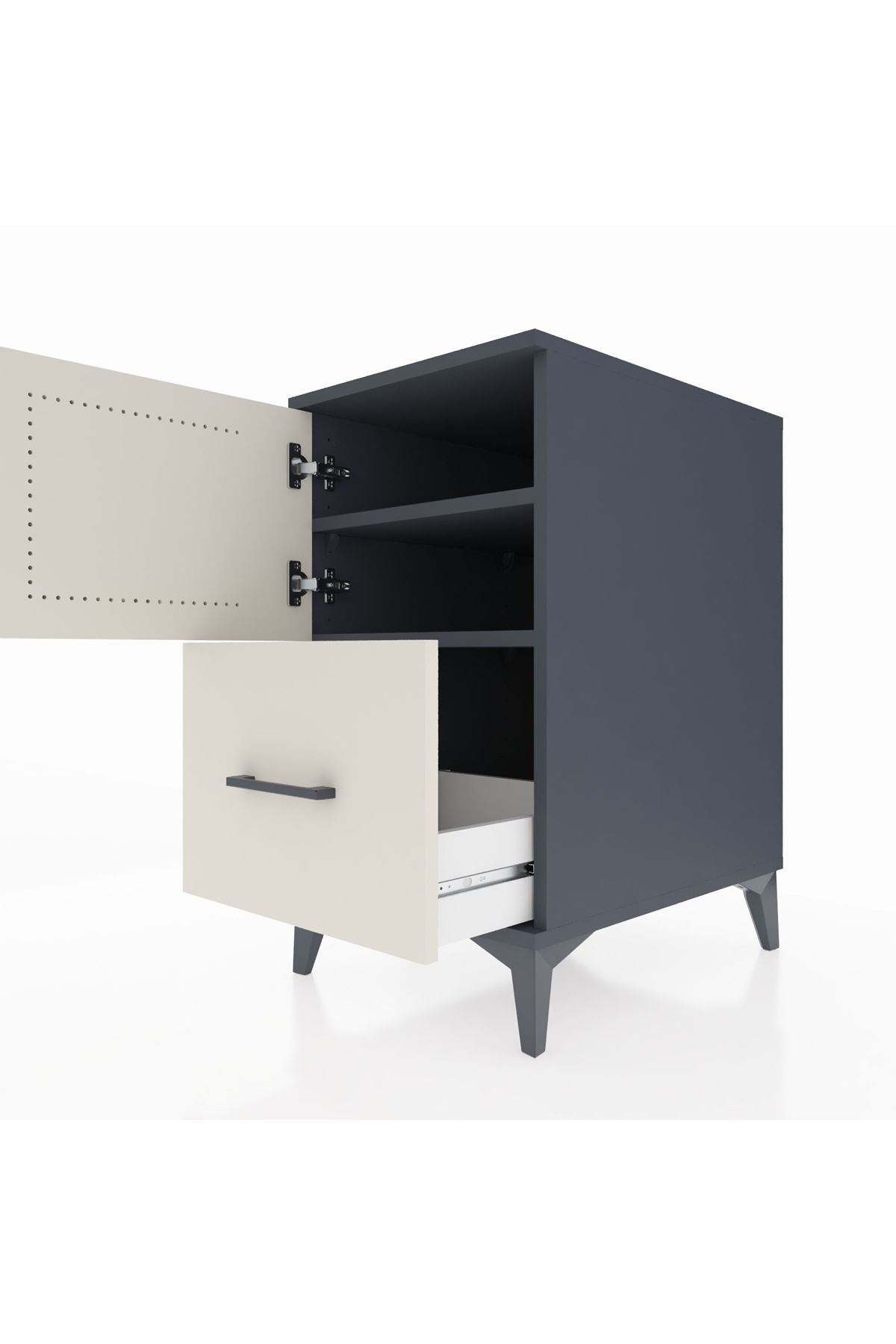 Kronos Komodin 2 Raflı Tek Çekmeceli Tek Kapaklı 44x59x80 - S74M019V4C