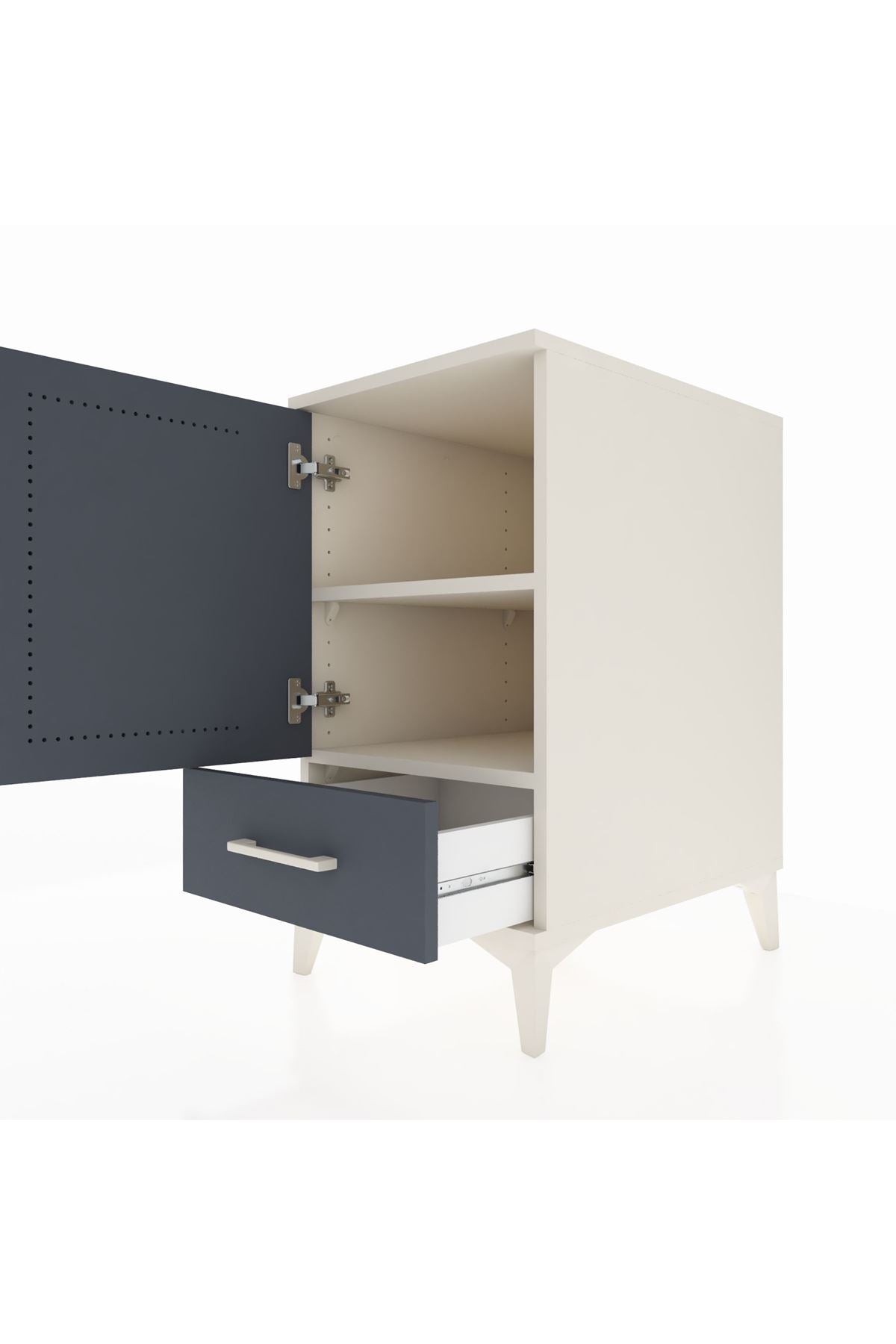 Kronos Komodin 2 Raflı Tek Çekmeceli Tek Kapaklı 44x59x80 - S74M020V2C