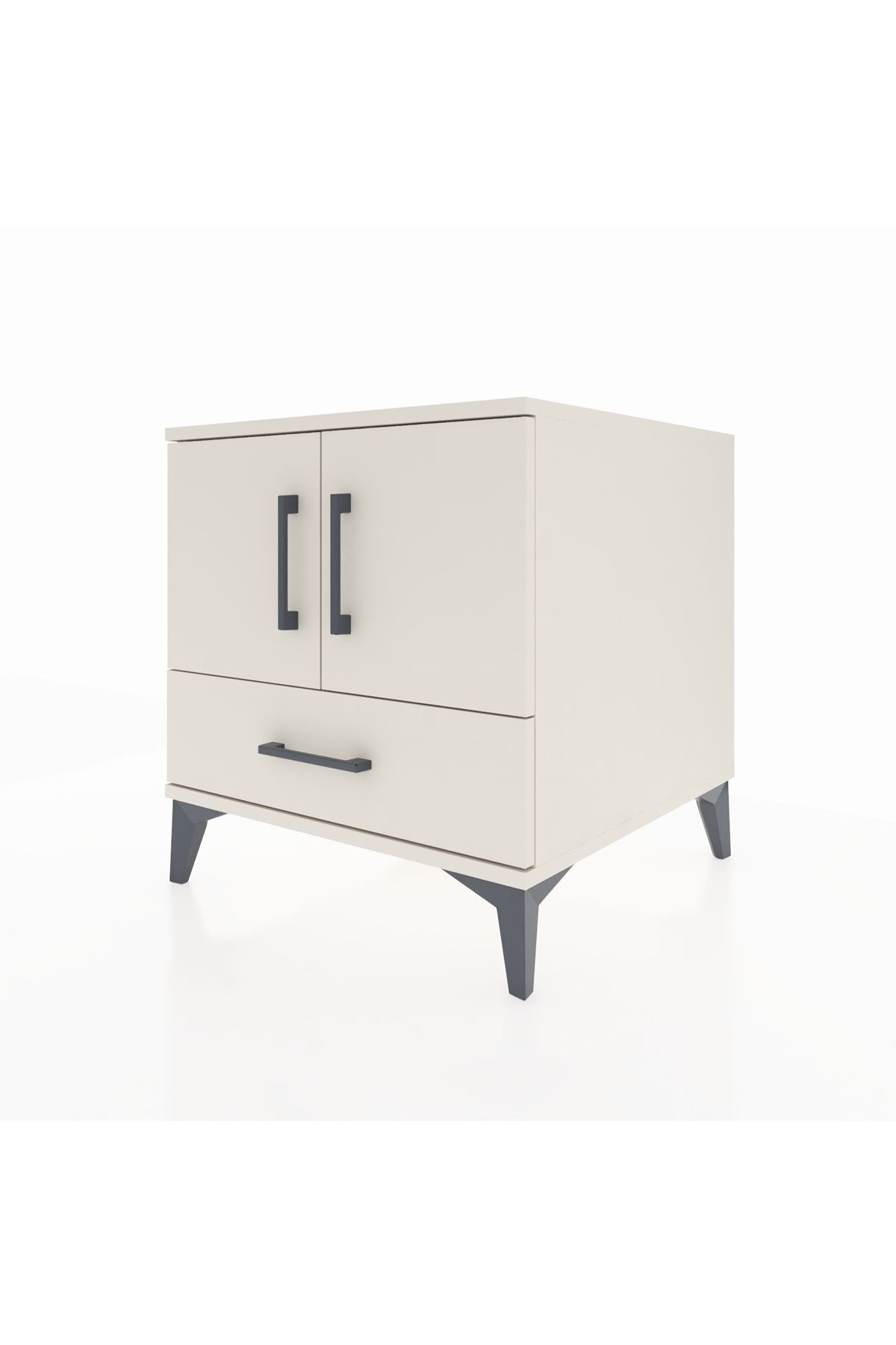Kronos Komodin 2 Raflı Tek Çekmeceli 2 Kapaklı 60x59x64 - S78M007V1C