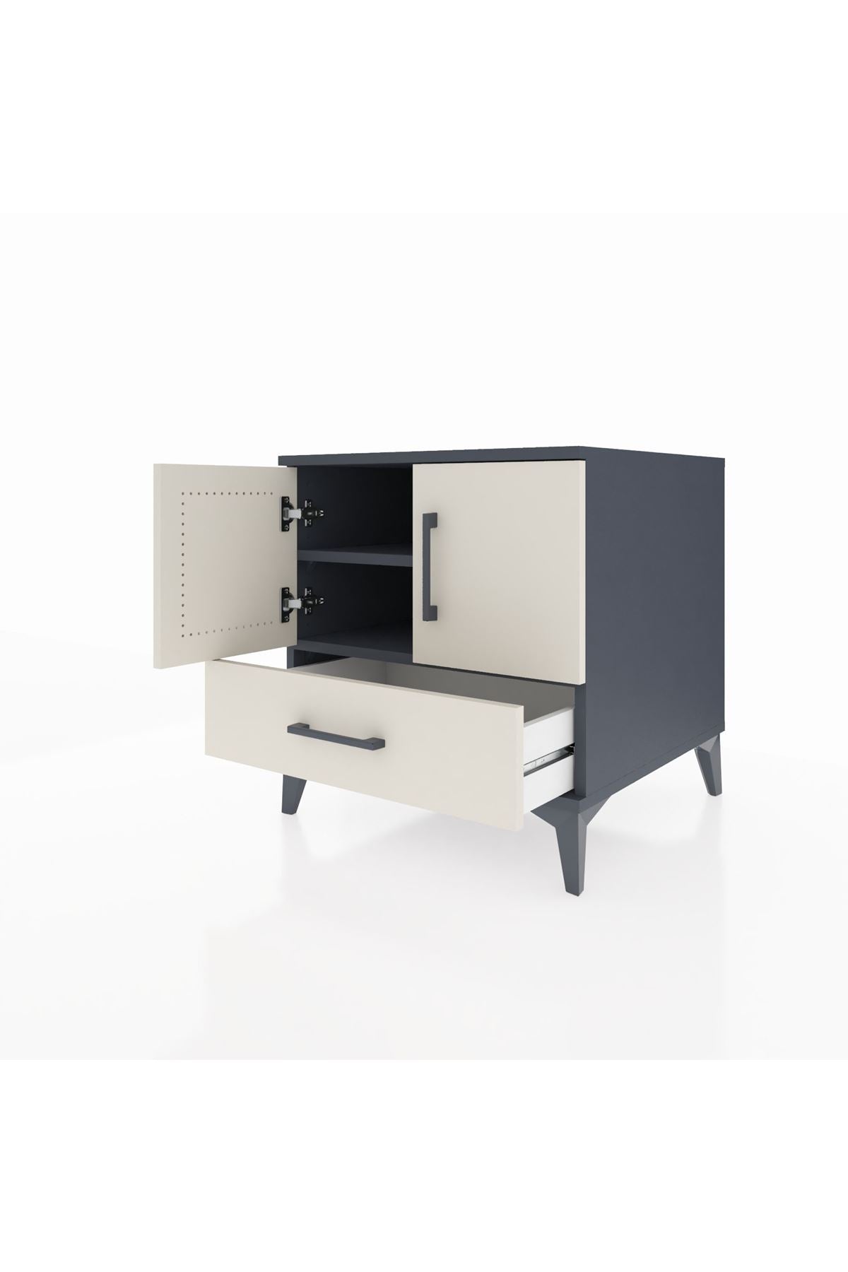 Kronos Komodin 2 Raflı Tek Çekmeceli 2 Kapaklı 60x59x64 - S78M007V4C