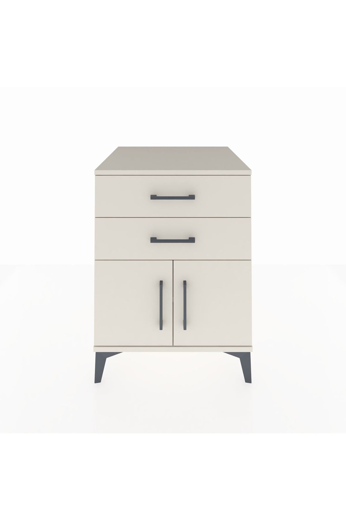 Kronos Komodin Tek Raflı 2 Çekmeceli 2 Kapaklı 60x59x80 - S79M013V1C