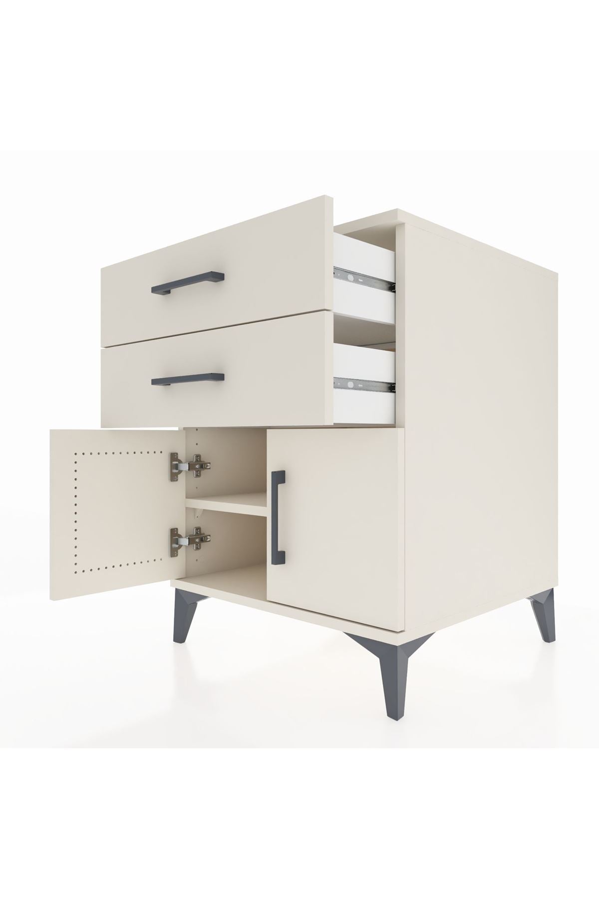 Kronos Komodin Tek Raflı 2 Çekmeceli 2 Kapaklı 60x59x80 - S79M013V1C
