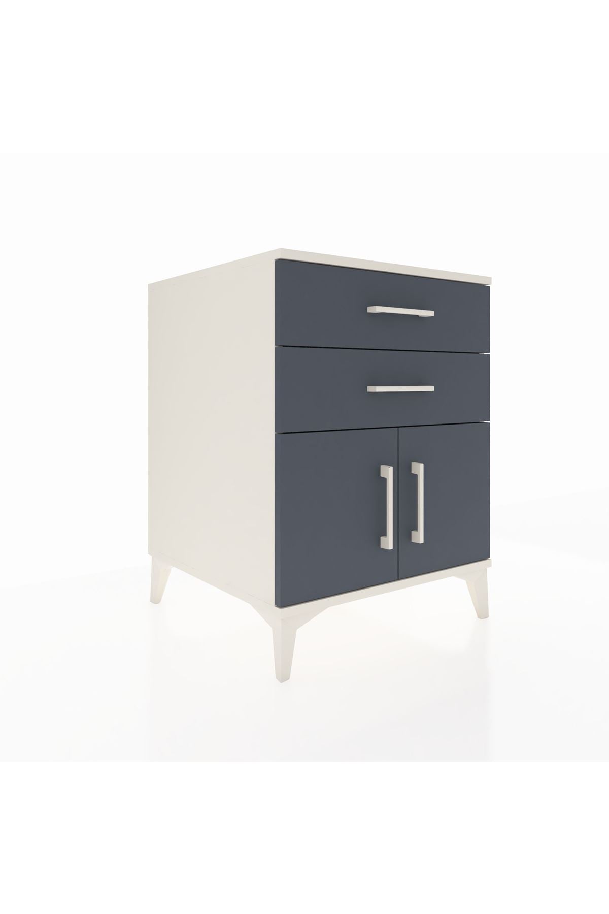 Kronos Komodin Tek Raflı 2 Çekmeceli 2 Kapaklı 60x59x80 - S79M013V2C