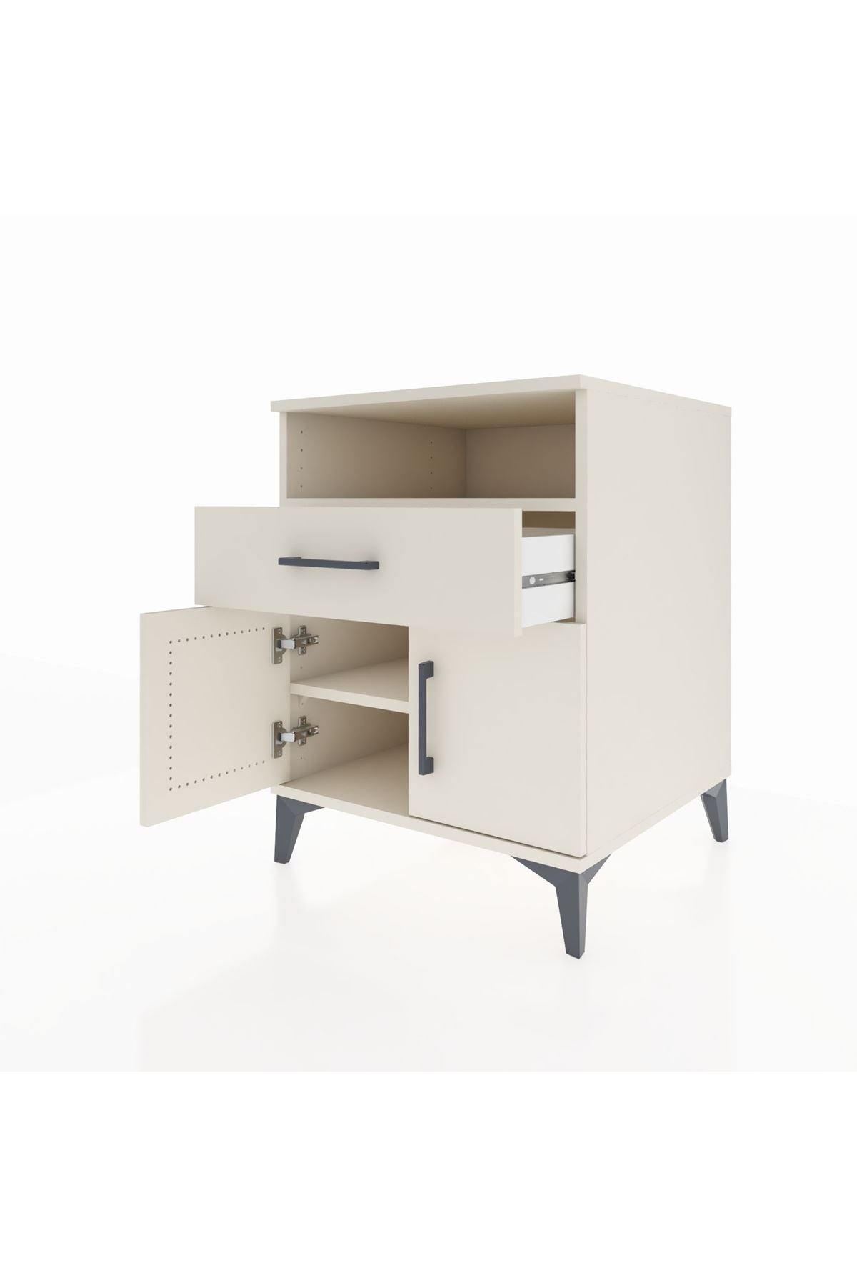 Kronos Komodin 2 Raflı Tek Çekmeceli 2 Kapaklı 60x59x80 - S79M014V1C