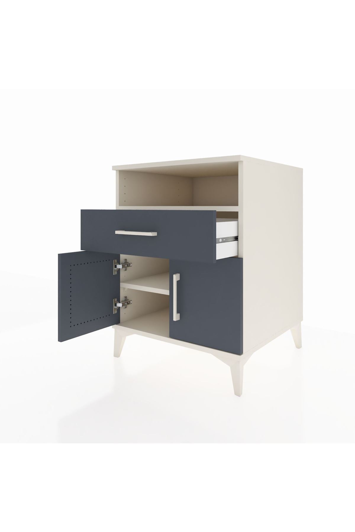 Kronos Komodin 2 Raflı Tek Çekmeceli 2 Kapaklı 60x59x80 - S79M014V2C