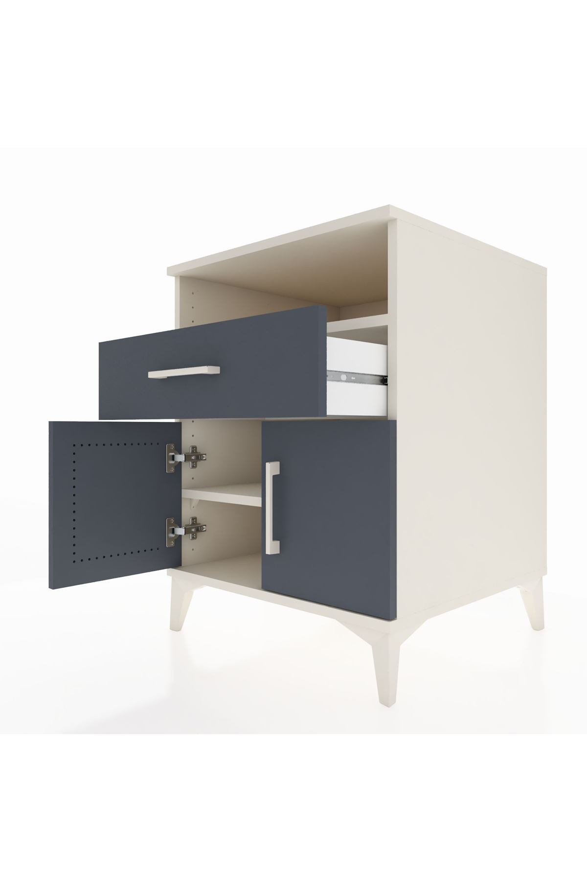 Kronos Komodin 2 Raflı Tek Çekmeceli 2 Kapaklı 60x59x80 - S79M014V2C