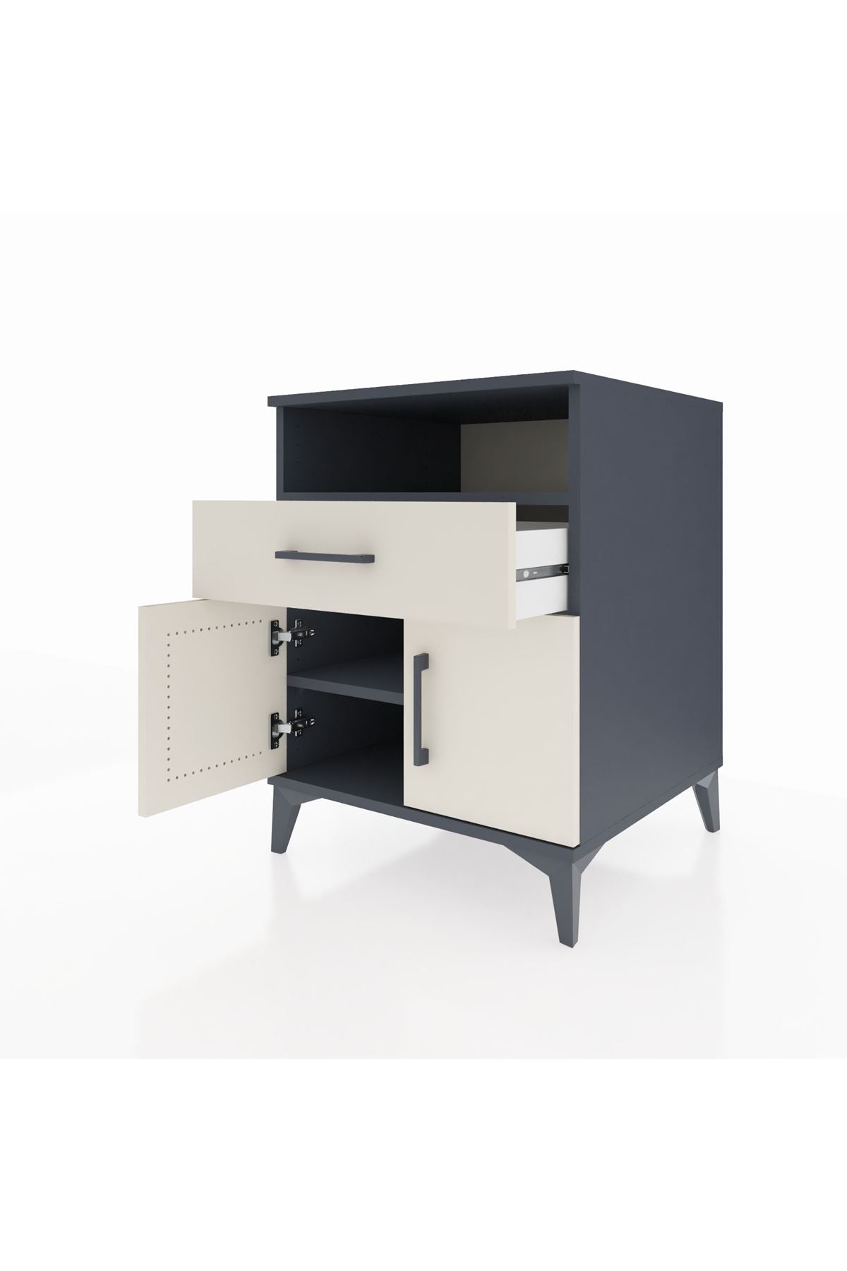 Kronos Komodin 2 Raflı Tek Çekmeceli 2 Kapaklı 60x59x80 - S79M014V4C
