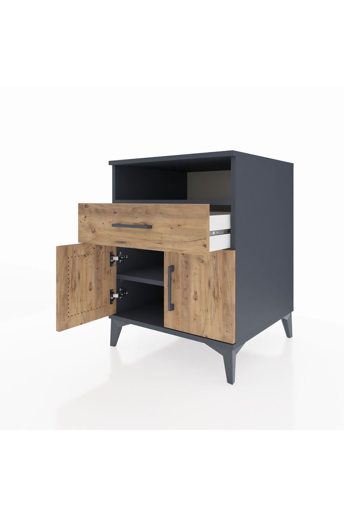 Kronos Komodin 2 Raflı Tek Çekmeceli 2 Kapaklı 60x59x80 - S79M014V6C