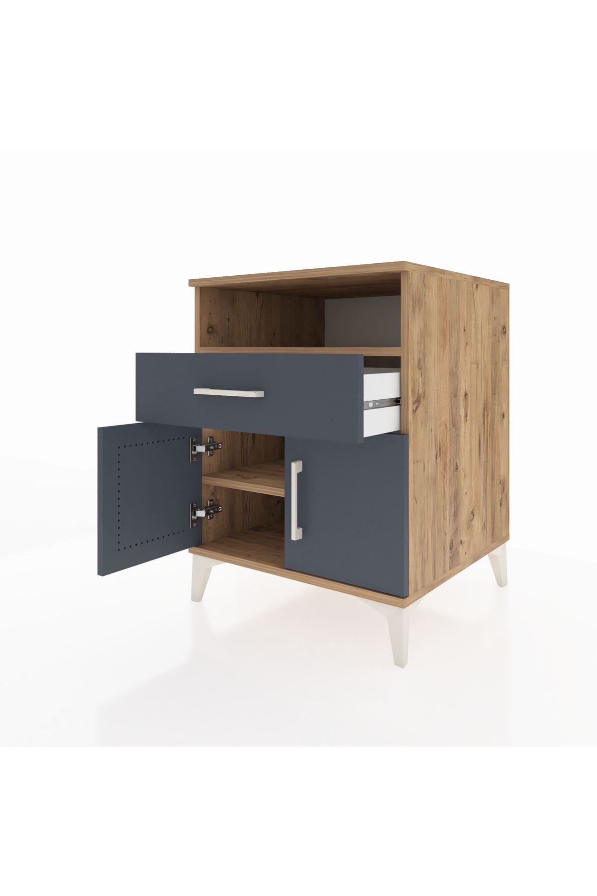 Kronos Komodin 2 Raflı Tek Çekmeceli 2 Kapaklı 60x59x80 - S79M014V8C