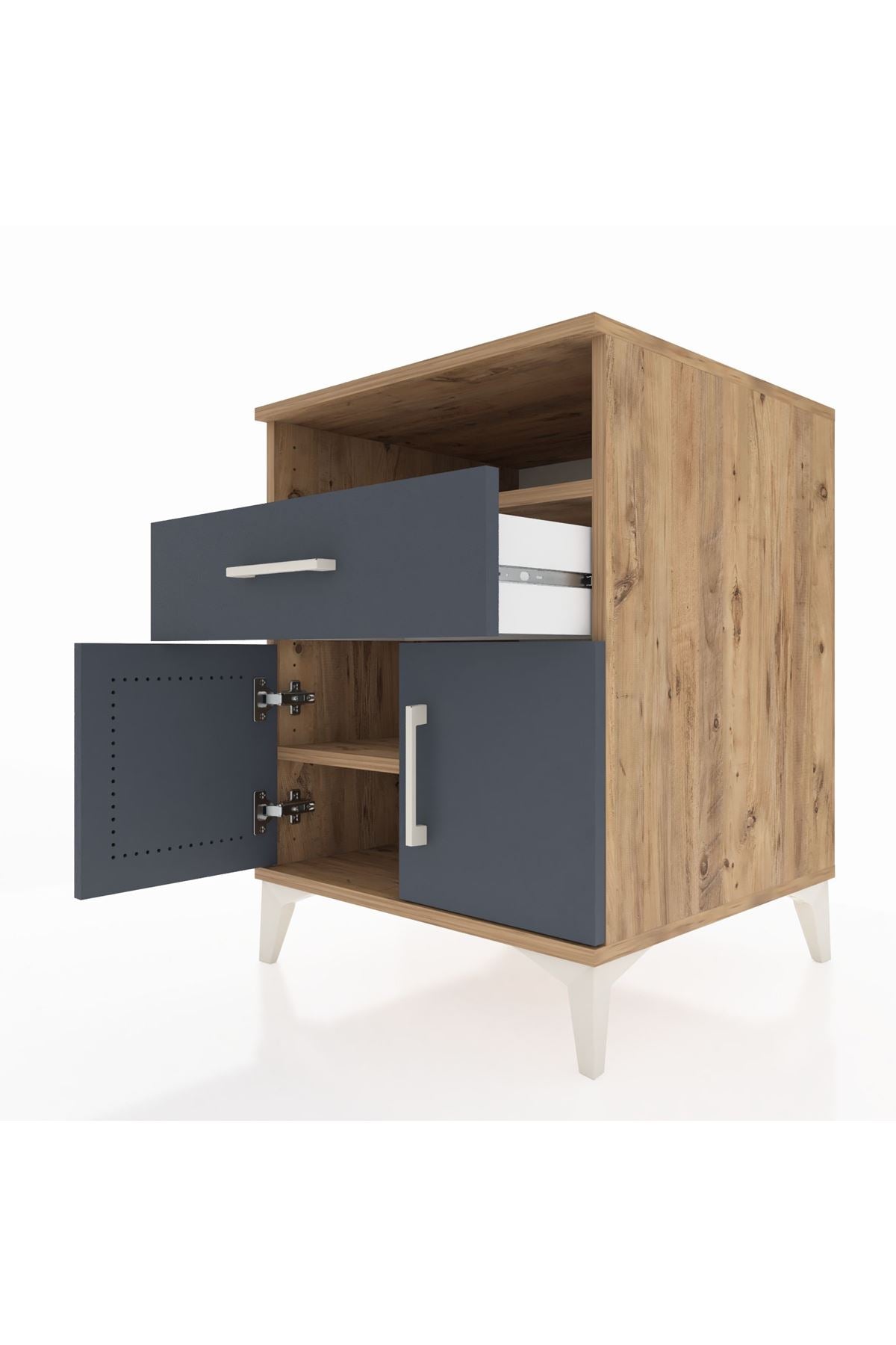 Kronos Komodin 2 Raflı Tek Çekmeceli 2 Kapaklı 60x59x80 - S79M014V8C