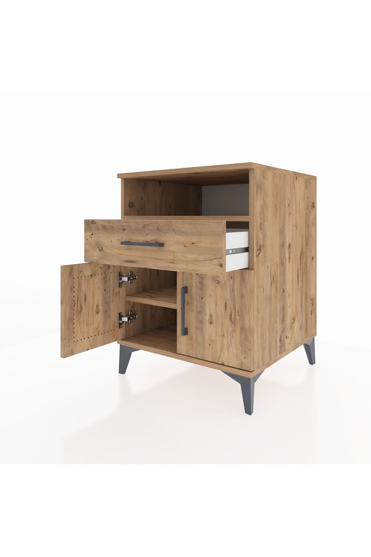 Kronos Komodin 2 Raflı Tek Çekmeceli 2 Kapaklı 60x59x80 - S79M014V9C