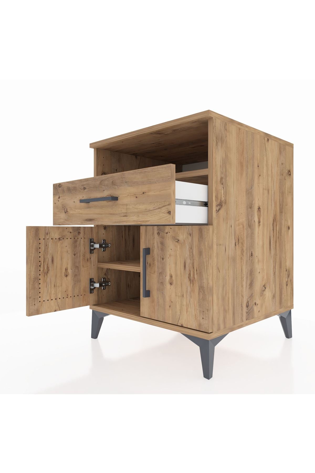 Kronos Komodin 2 Raflı Tek Çekmeceli 2 Kapaklı 60x59x80 - S79M014V9C